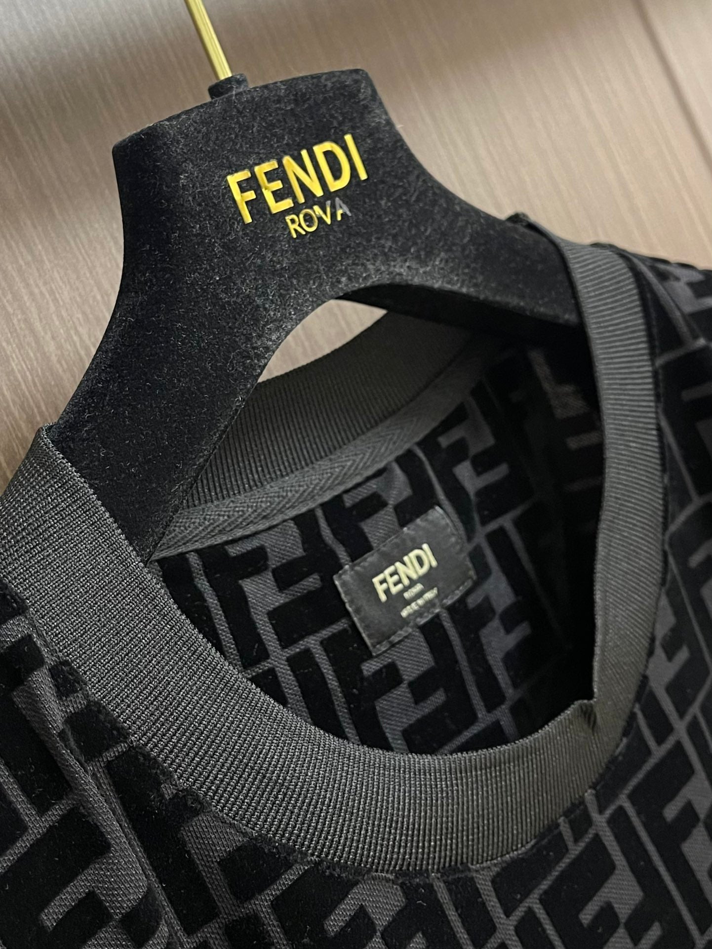 FEND1 flocked FF motif printed T-Shirt