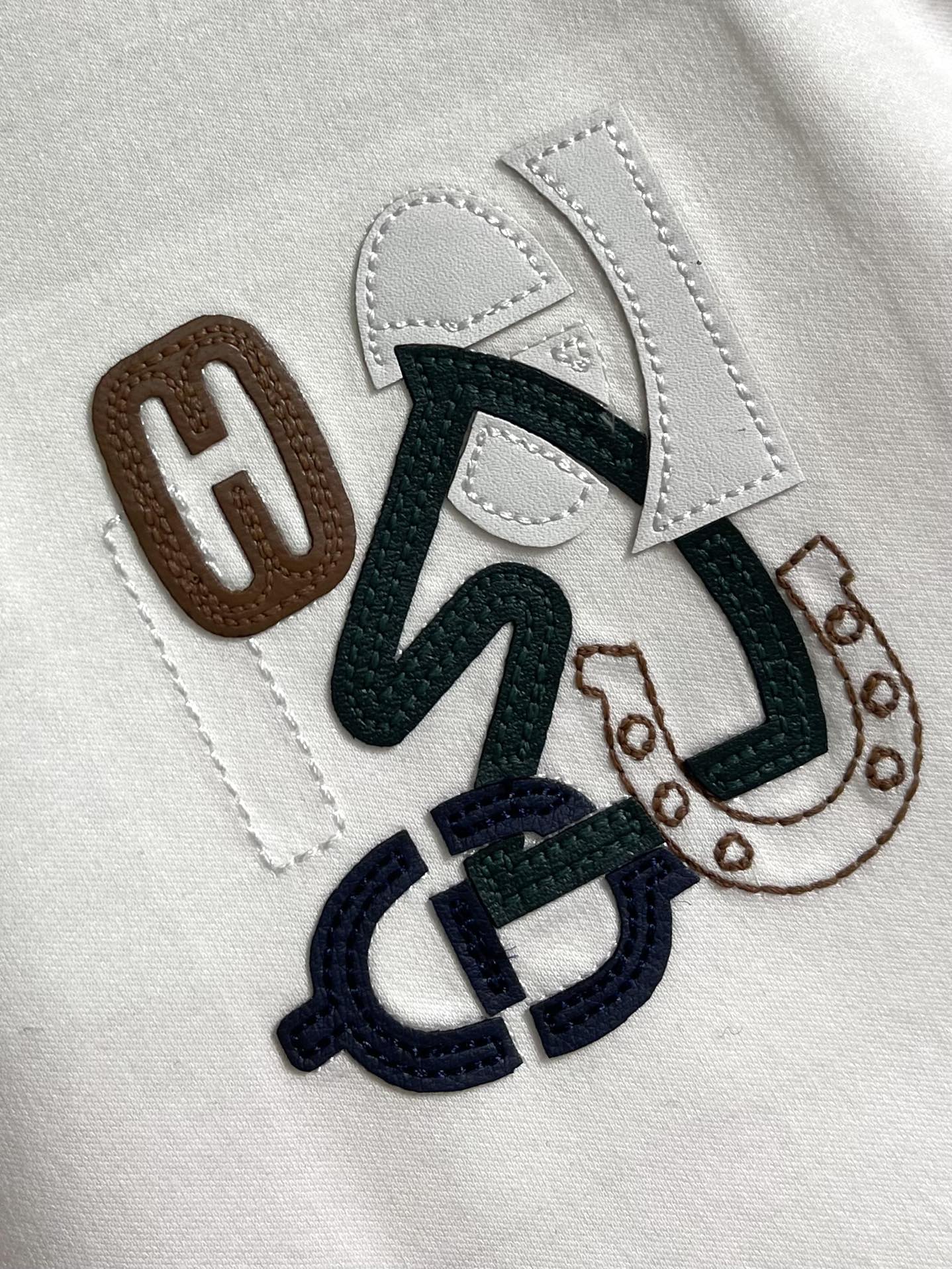 HERM* "H Puzzle" t-shirt with leather detail