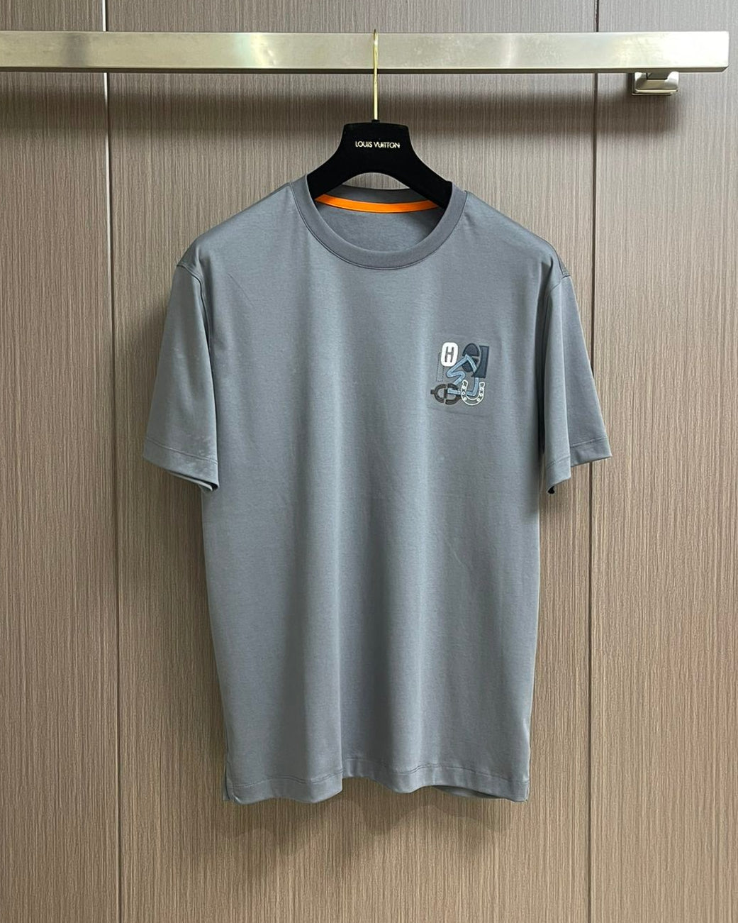 HERM* "H Puzzle" t-shirt with leather detail