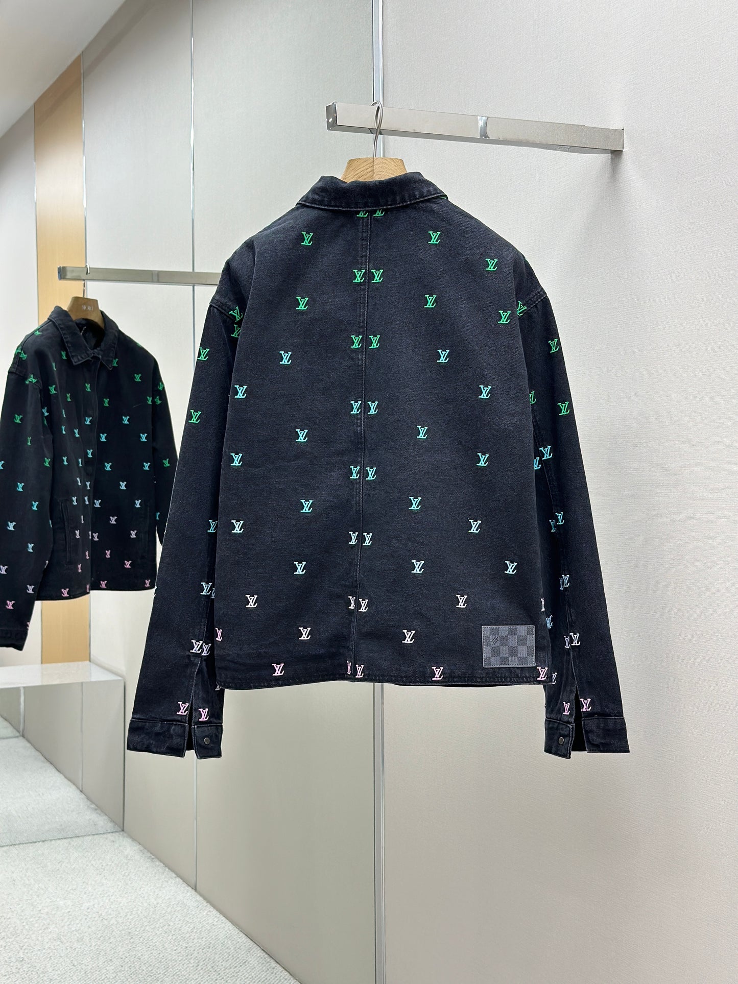LOUI*V Blason Gradient Embroidered Denim Coach Jacket