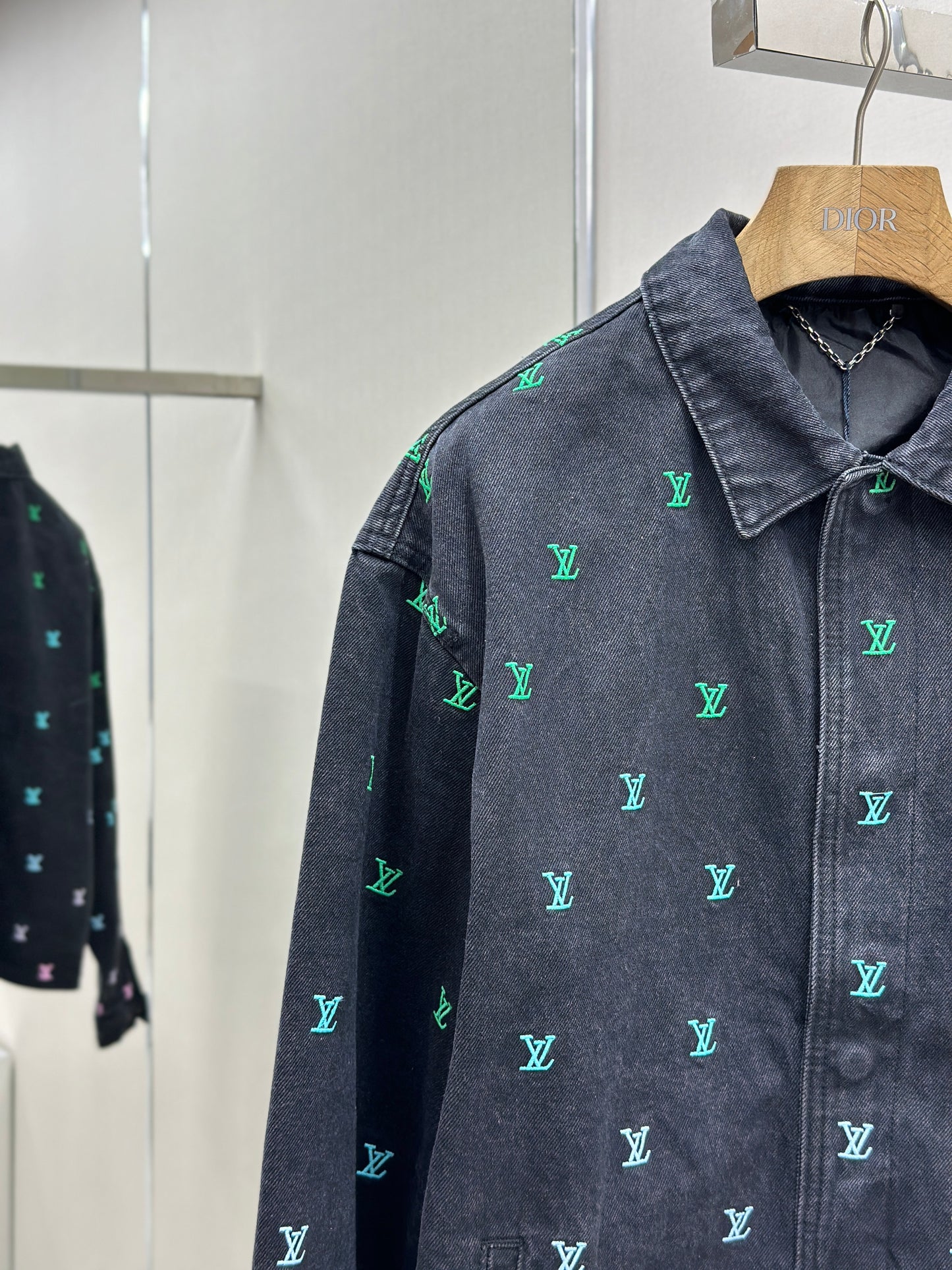 LOUI*V Blason Gradient Embroidered Denim Coach Jacket