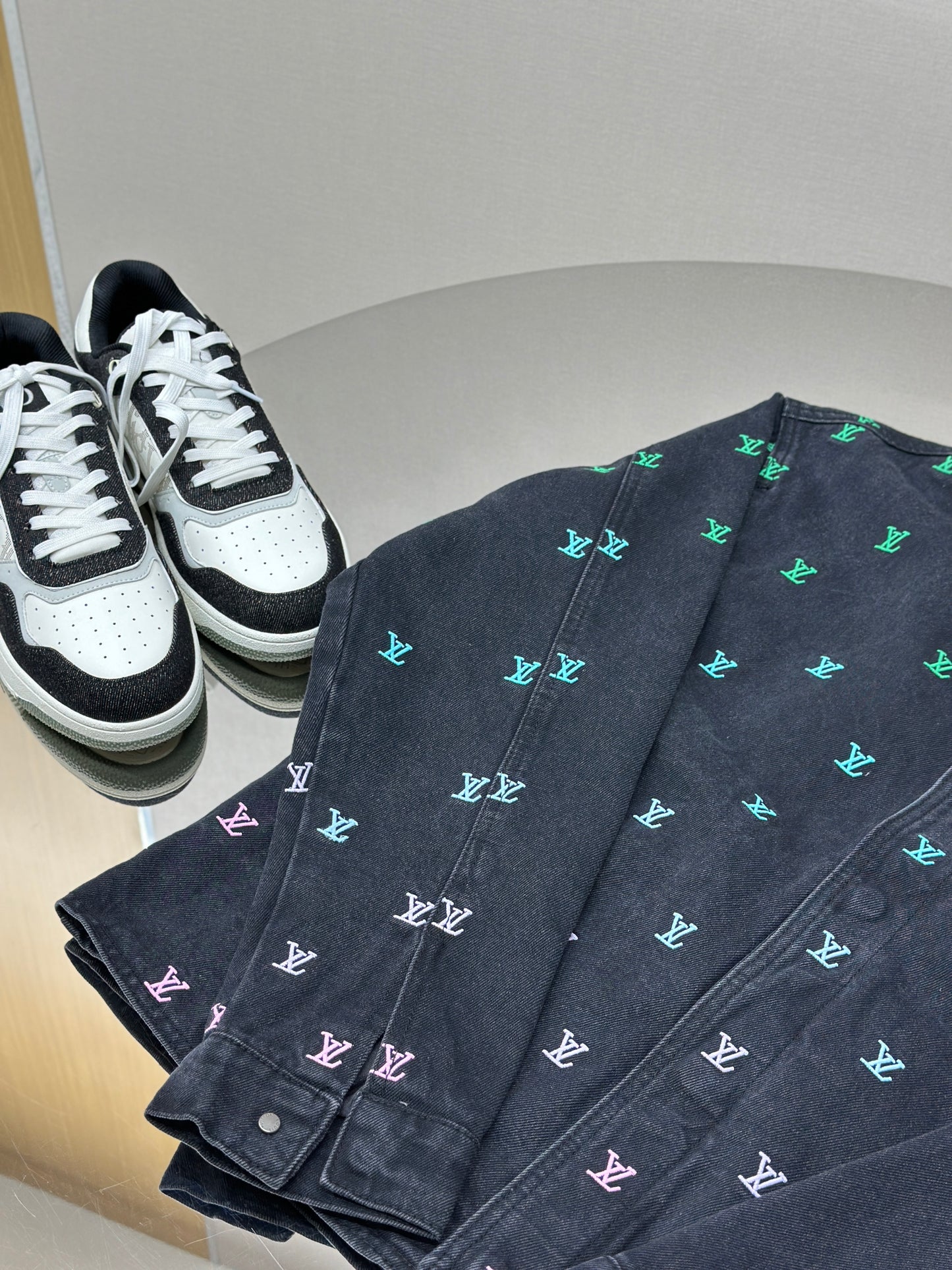 LOUI*V Blason Gradient Embroidered Denim Coach Jacket