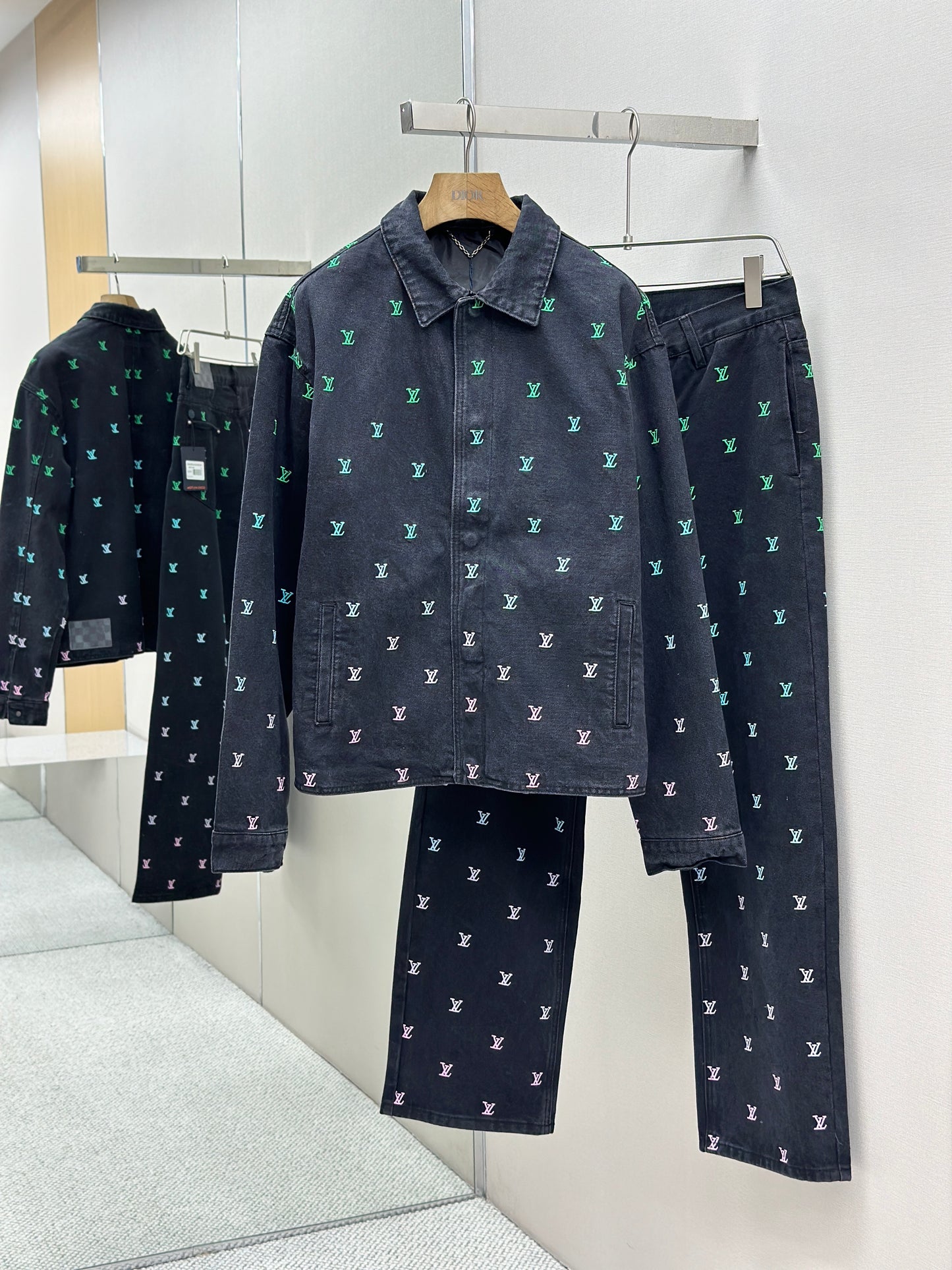 LOUI*V Blason Gradient Embroidered Denim Coach Jacket