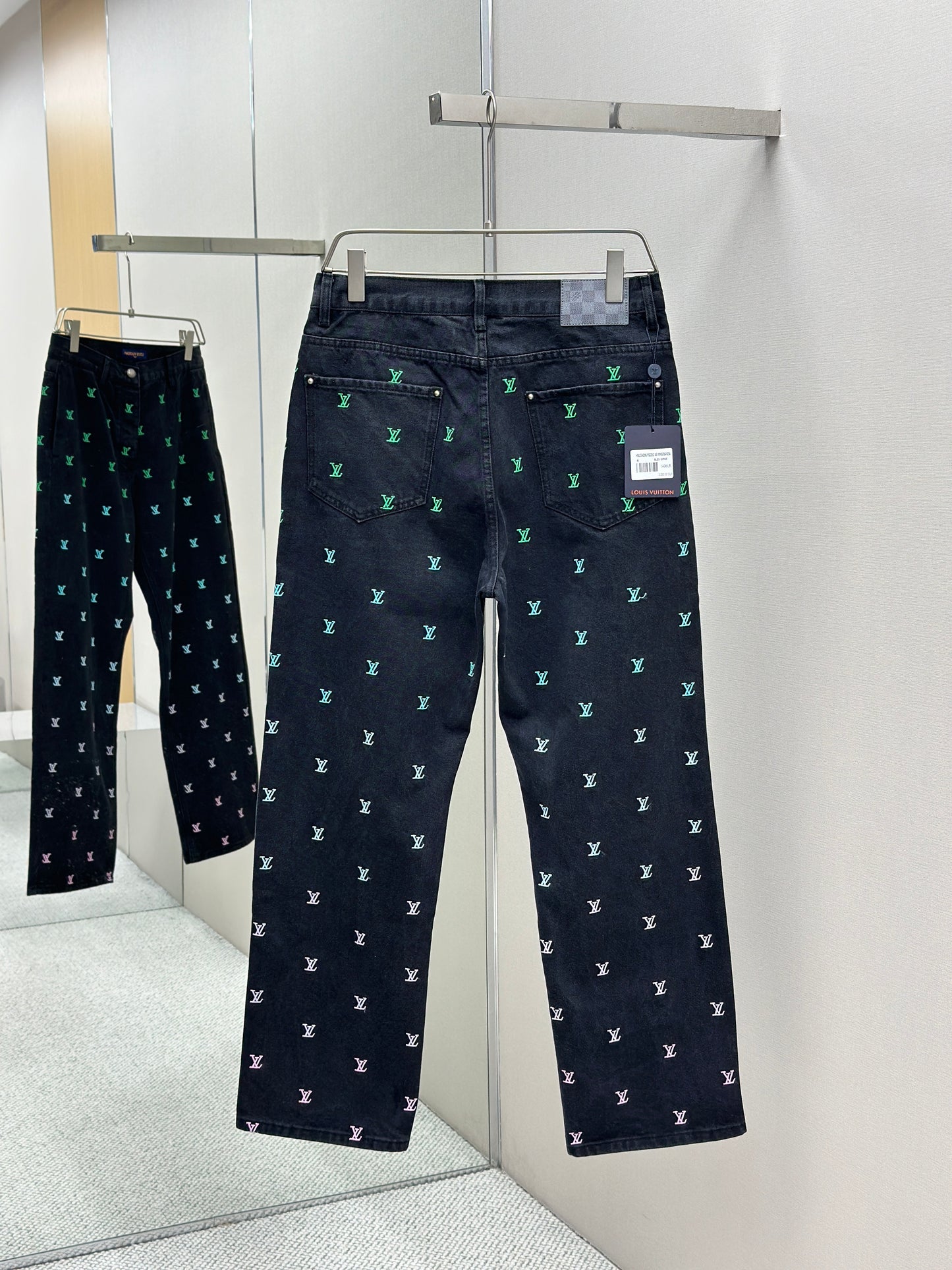 LOUI*V Blason Gradient Embroidered Denim Skate Pants