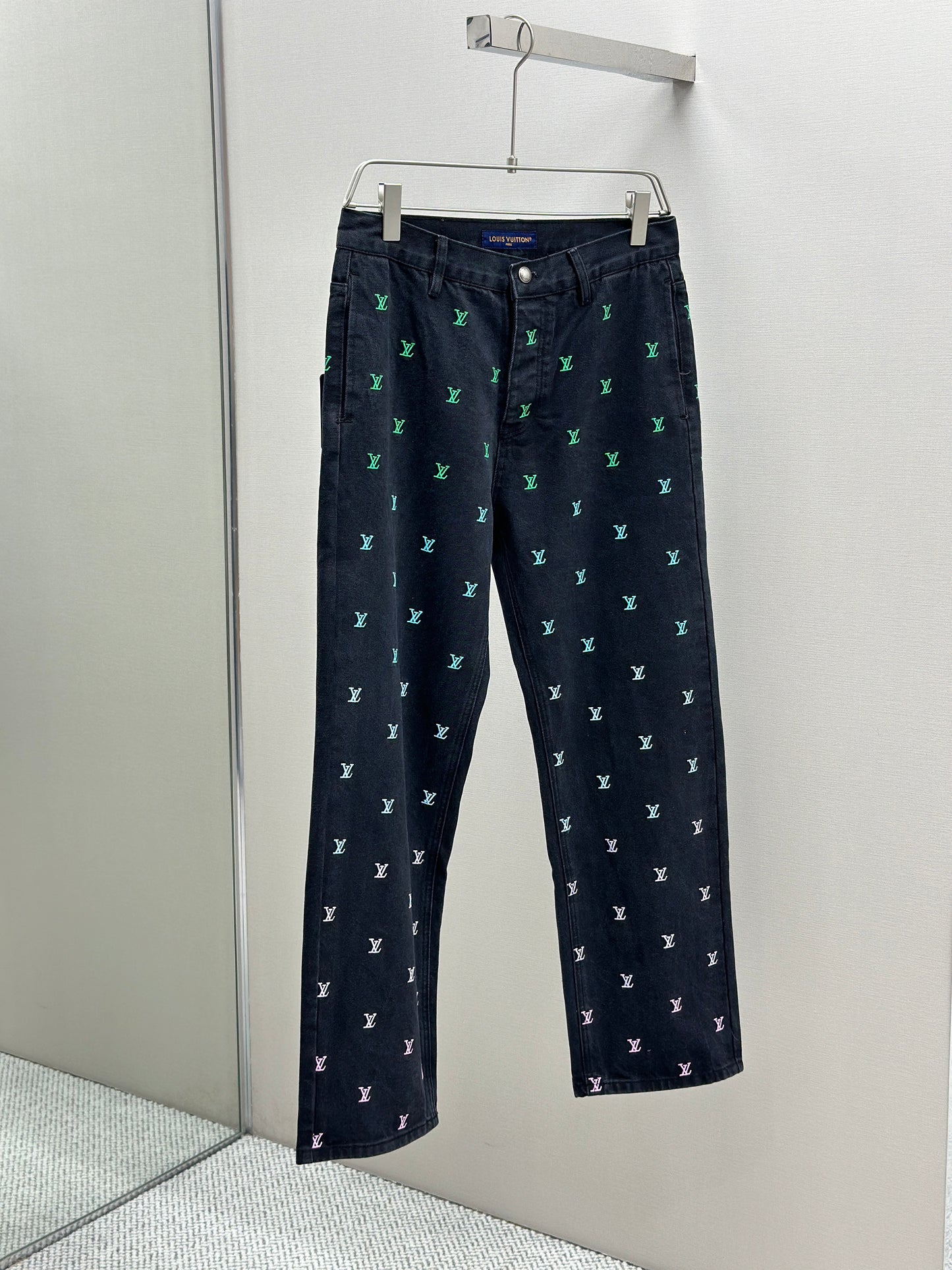 LOUI*V Blason Gradient Embroidered Denim Skate Pants