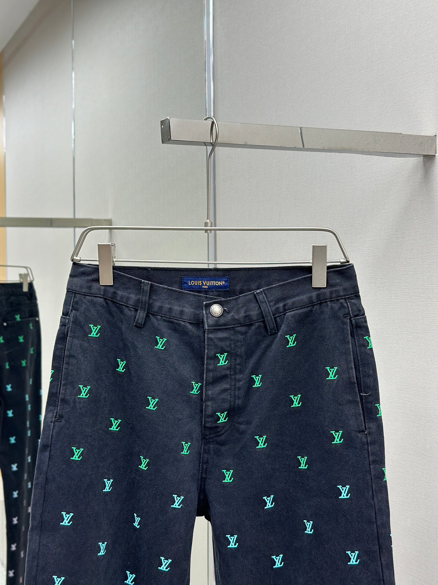 LOUI*V Blason Gradient Embroidered Denim Skate Pants