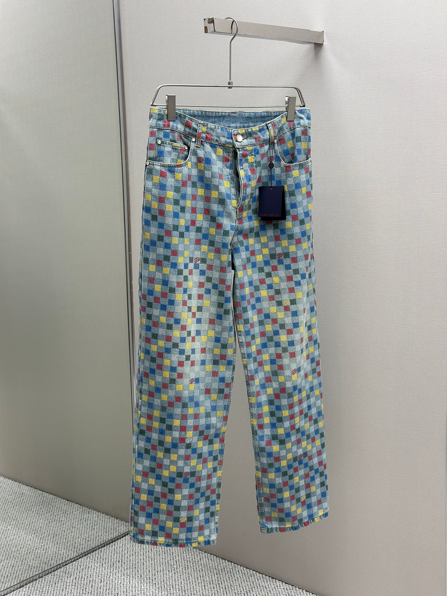 LOUI*V Damier Denim Wide-Leg Pants