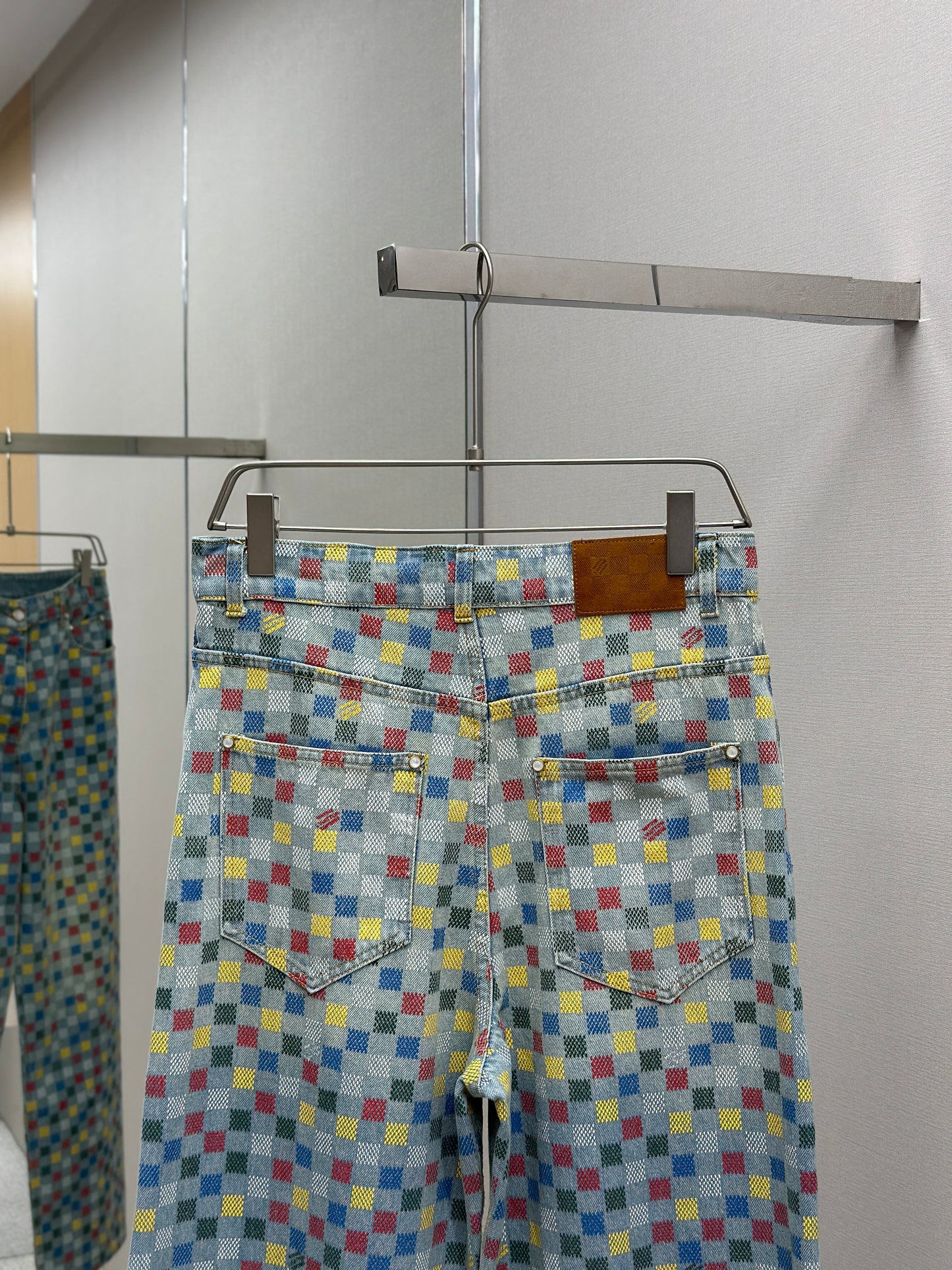 LOUI*V Damier Denim Wide-Leg Pants