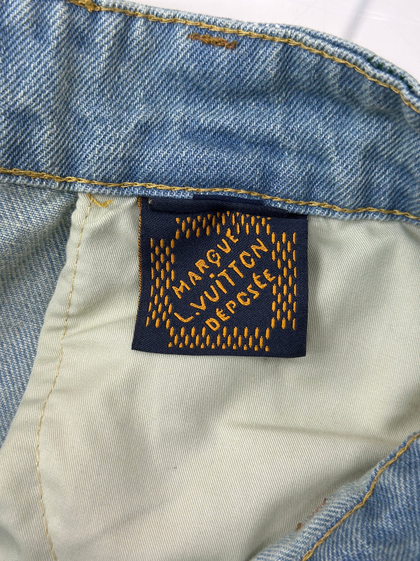 LOUI*V Damier Denim Wide-Leg Pants