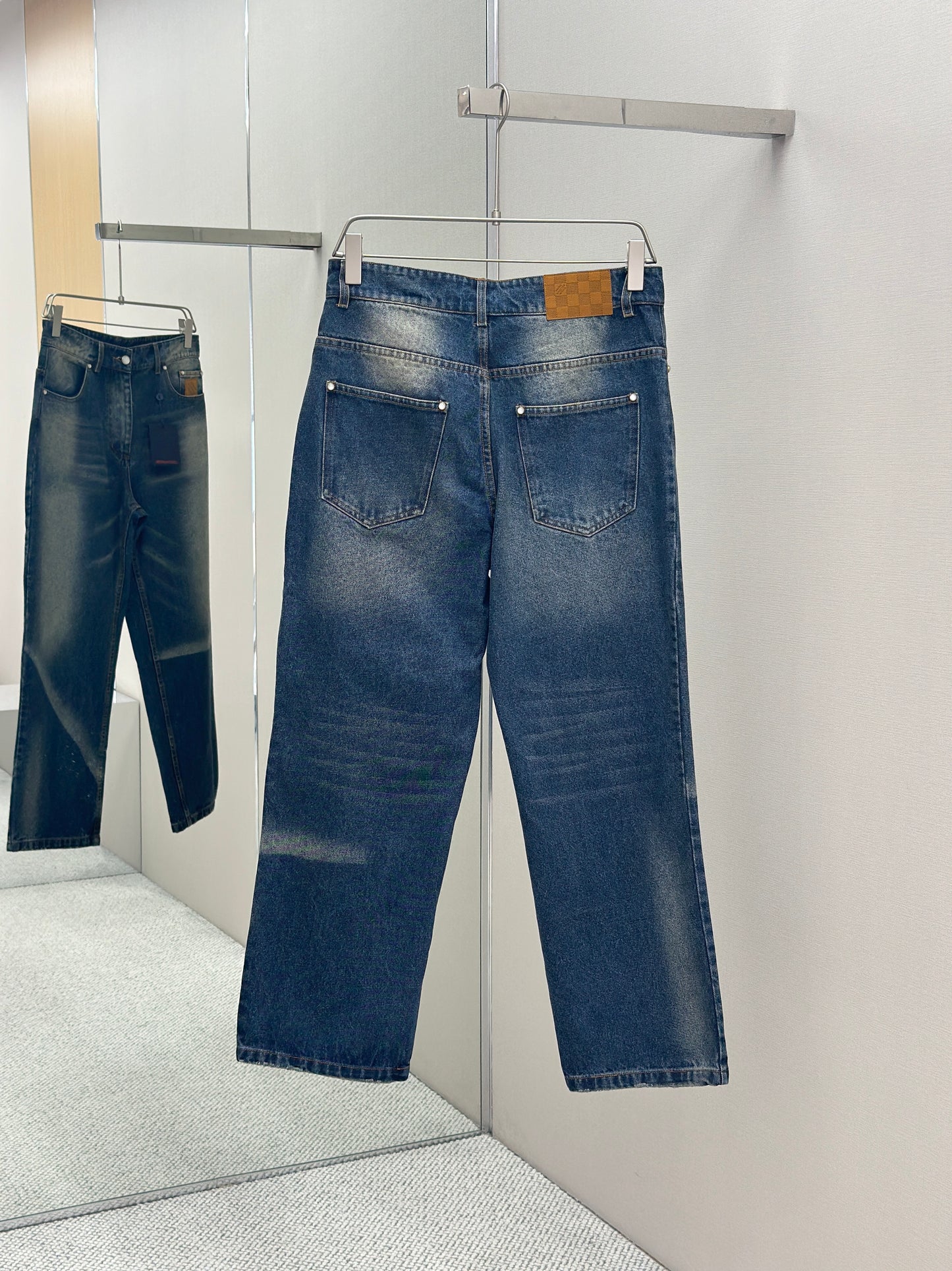 LOUI*V Sunfaded Effect Denim Skate Pants