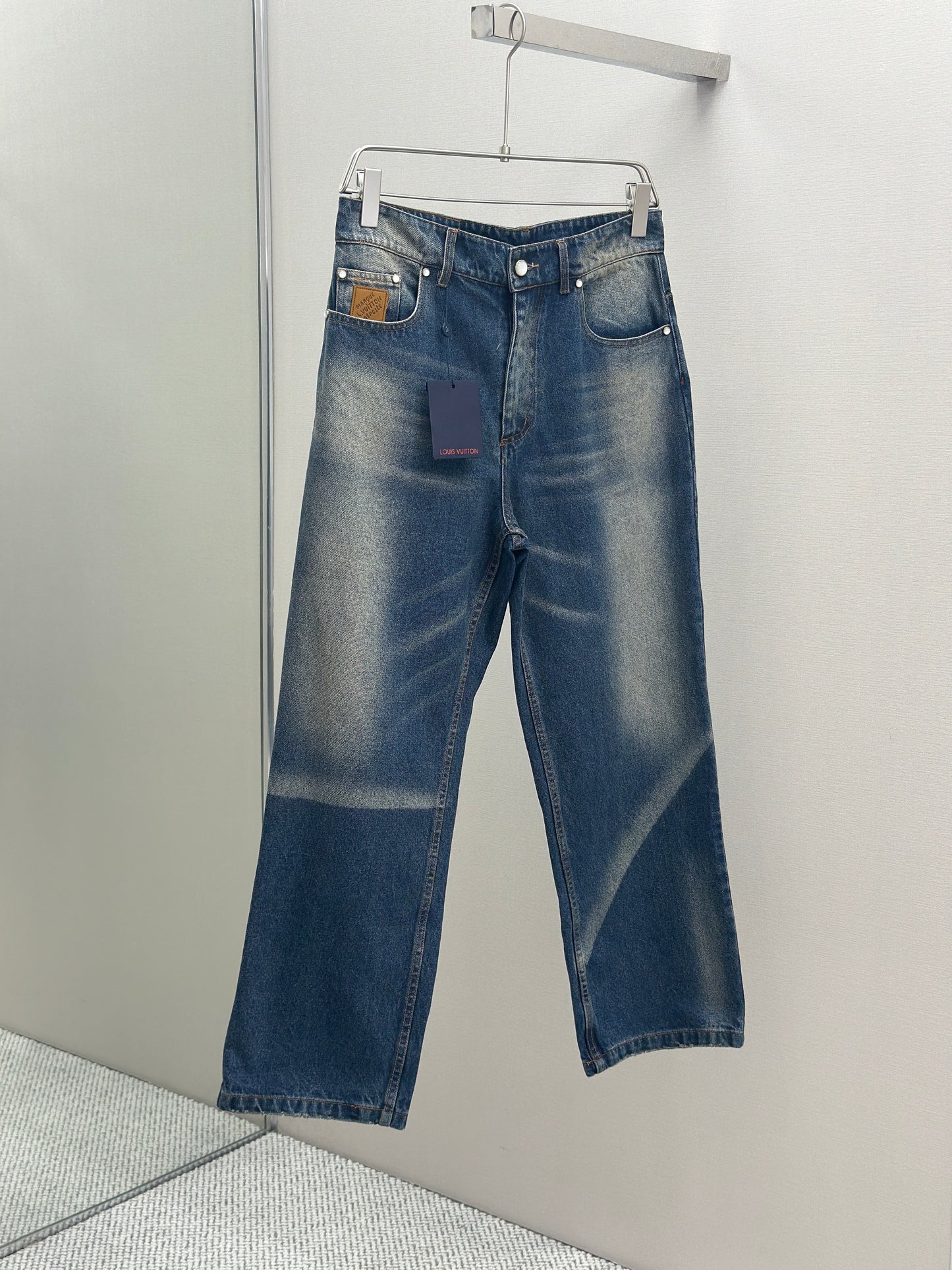 LOUI*V Sunfaded Effect Denim Skate Pants