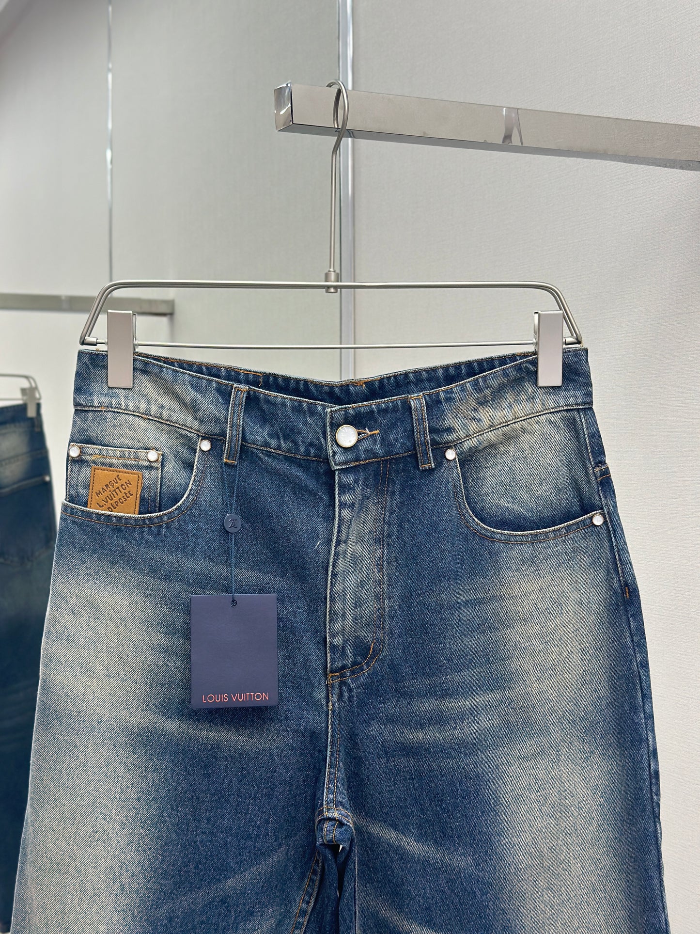 LOUI*V Sunfaded Effect Denim Skate Pants