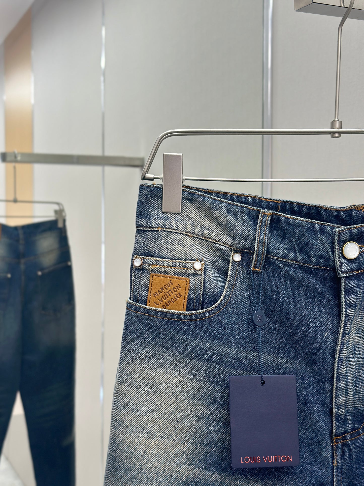 LOUI*V Sunfaded Effect Denim Skate Pants