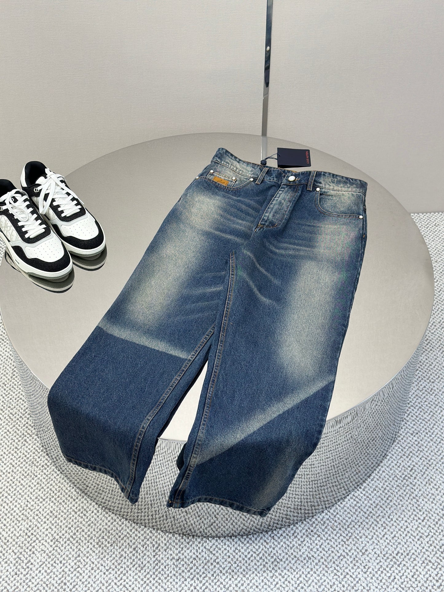LOUI*V Sunfaded Effect Denim Skate Pants