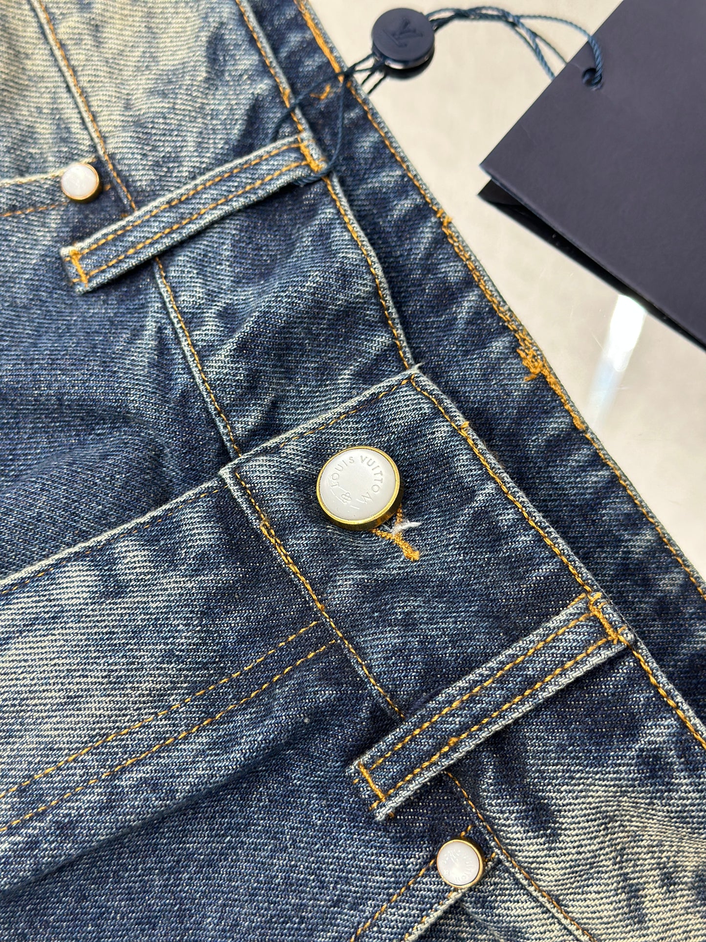 LOUI*V Sunfaded Effect Denim Skate Pants