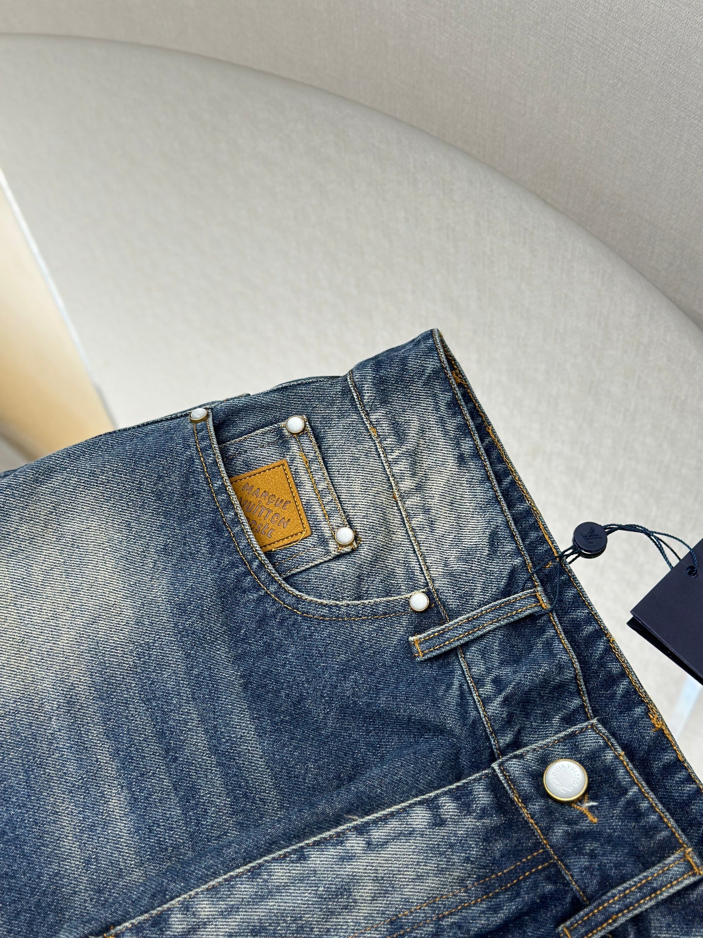 LOUI*V Sunfaded Effect Denim Skate Pants