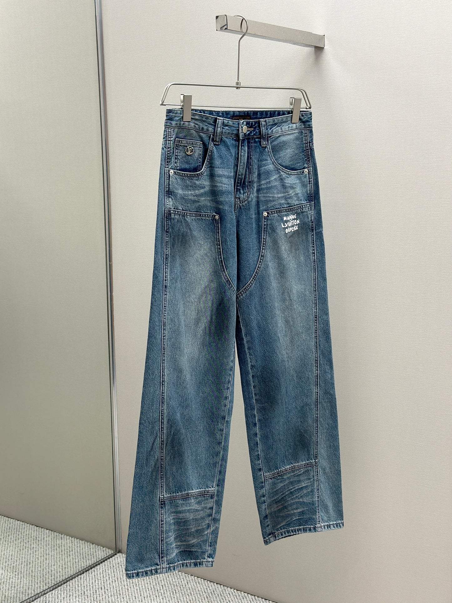 LOUI*V Washed Denim Workwear Pants