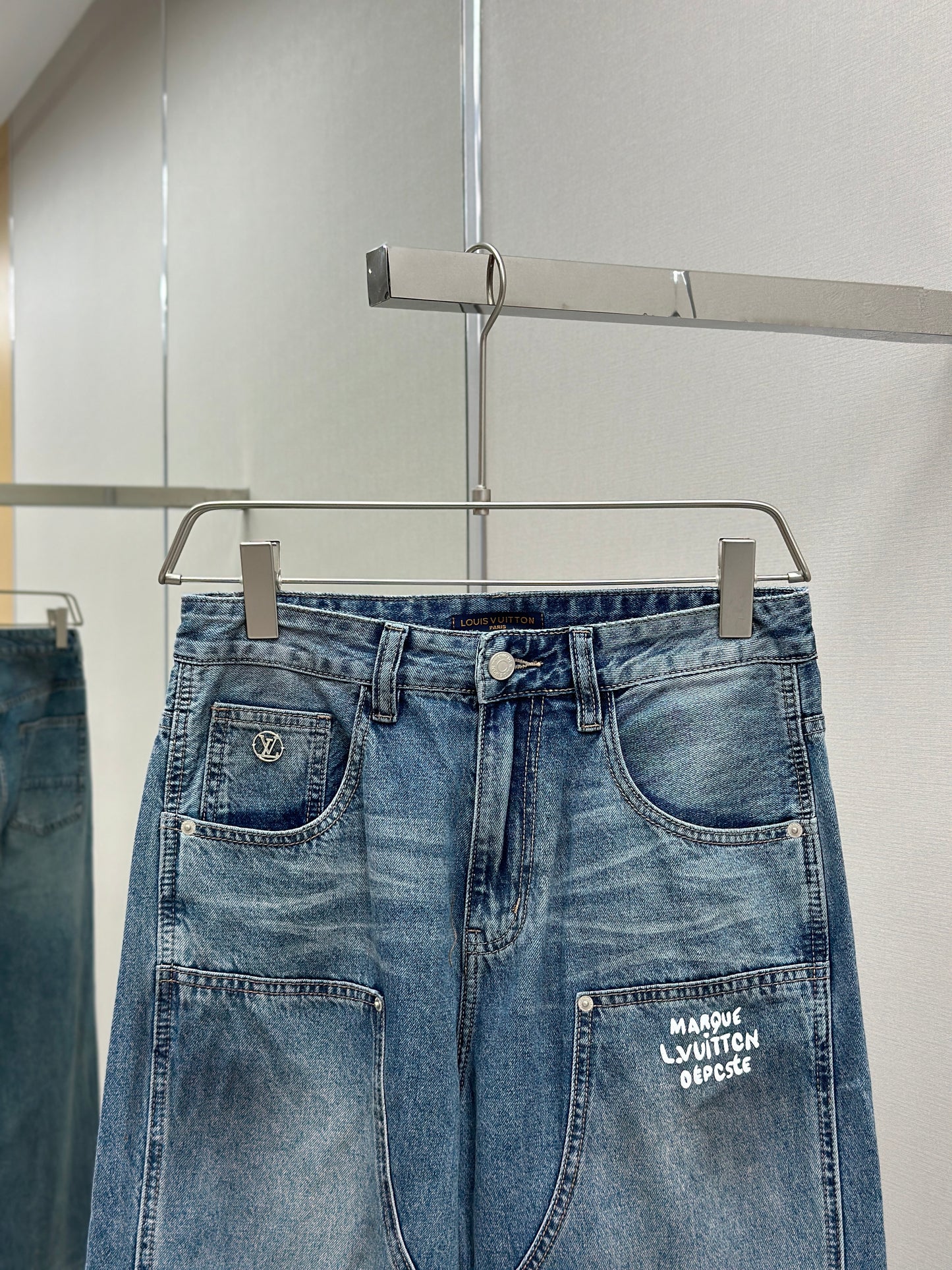 LOUI*V Washed Denim Workwear Pants