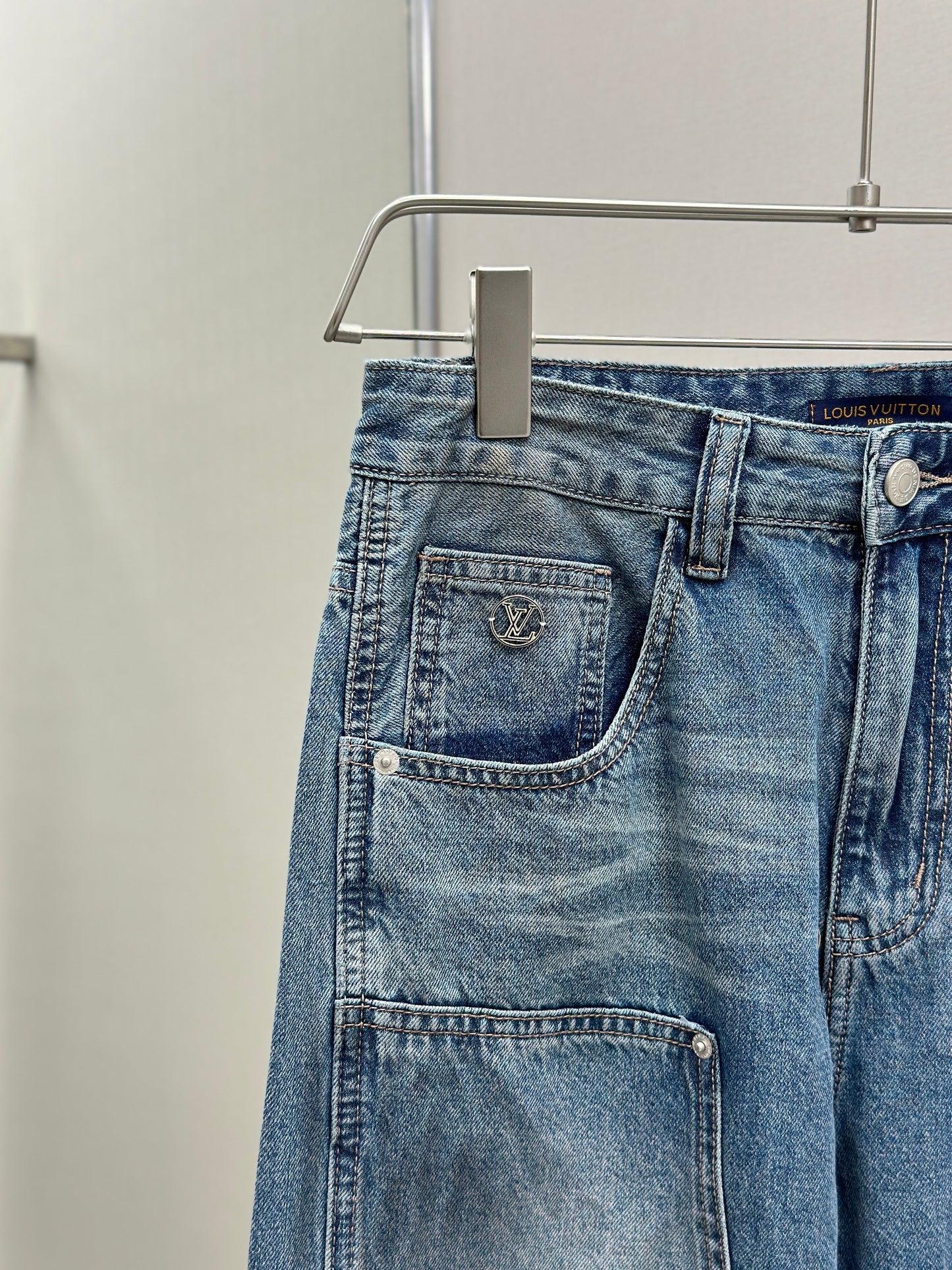 LOUI*V Washed Denim Workwear Pants