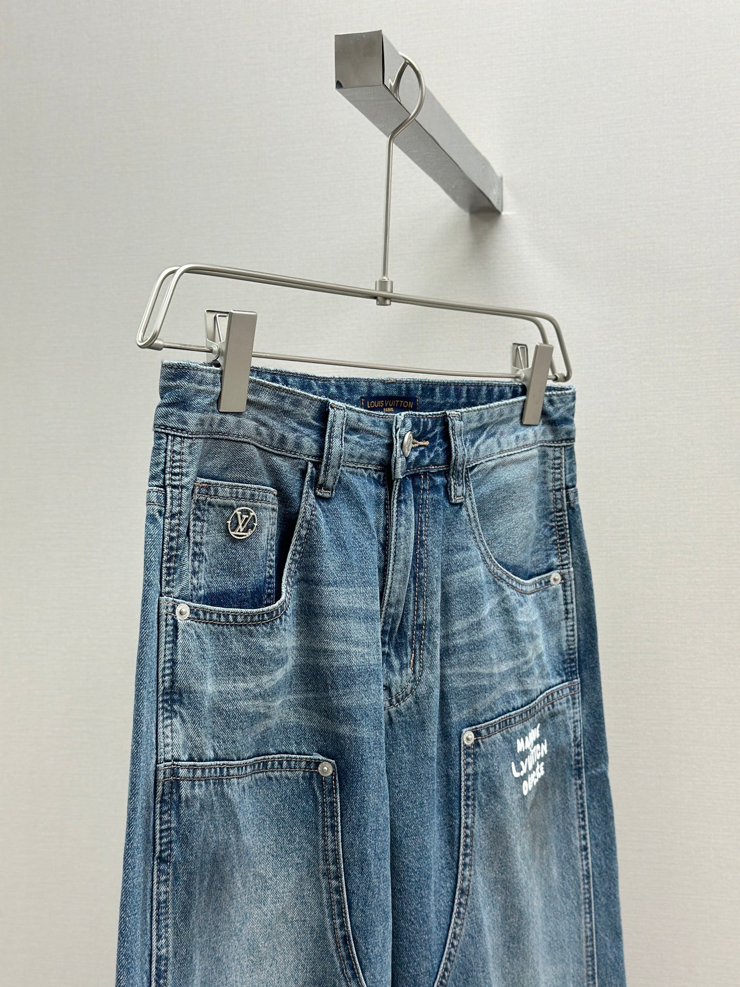 LOUI*V Washed Denim Workwear Pants