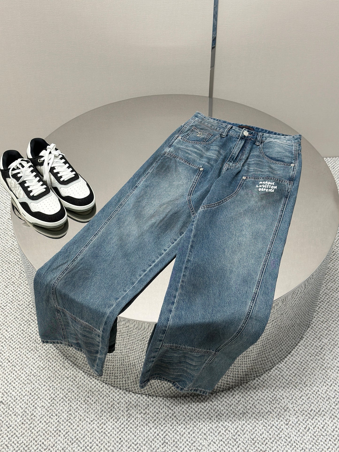 LOUI*V Washed Denim Workwear Pants