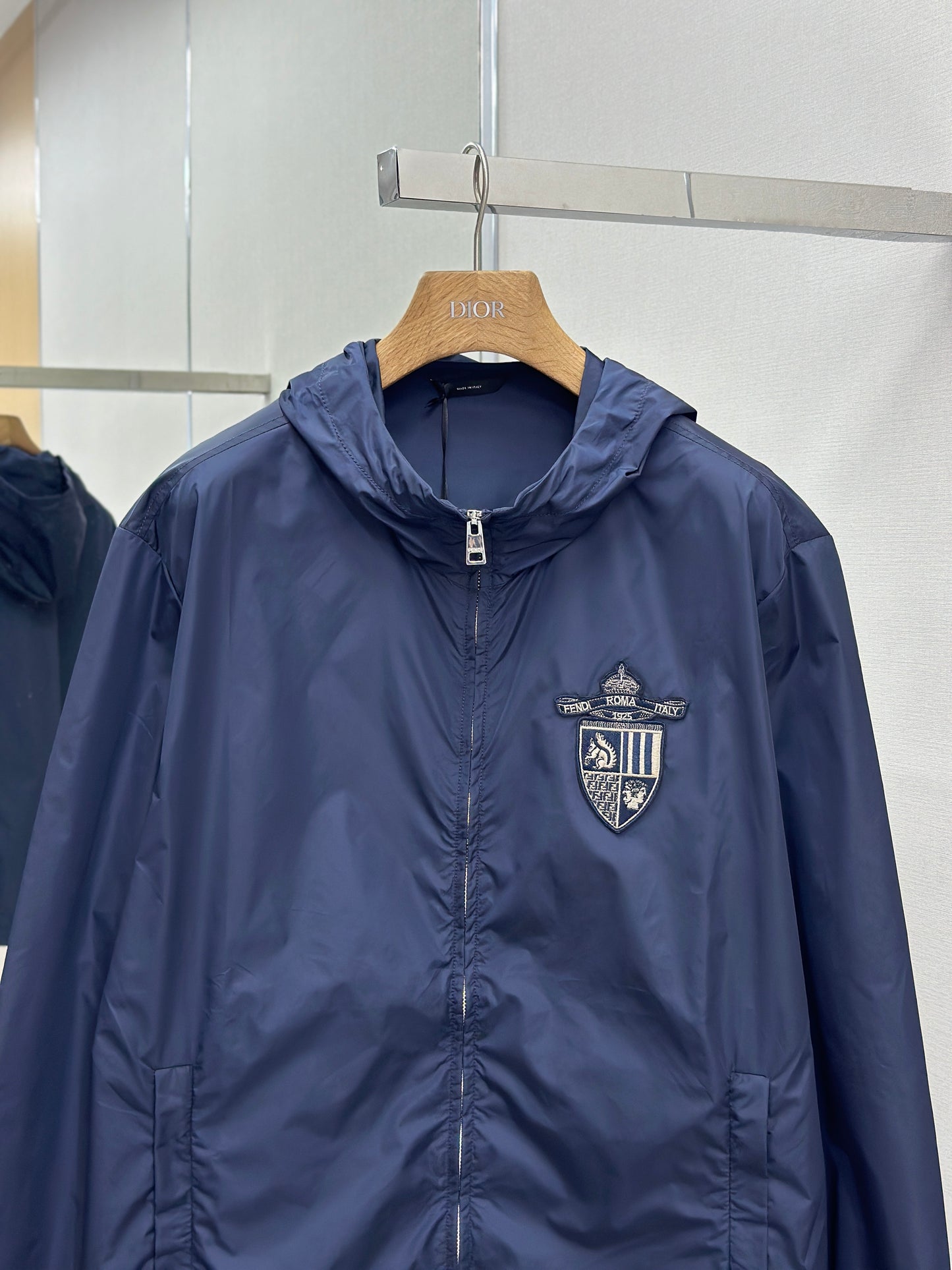 FEND1 Blue technical fabric jacket