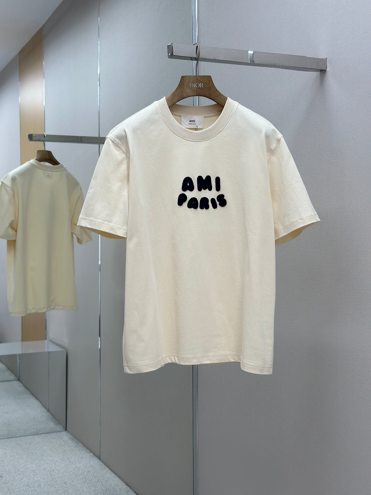 Am1 Paris Beige Cotton Patch T-Shirt