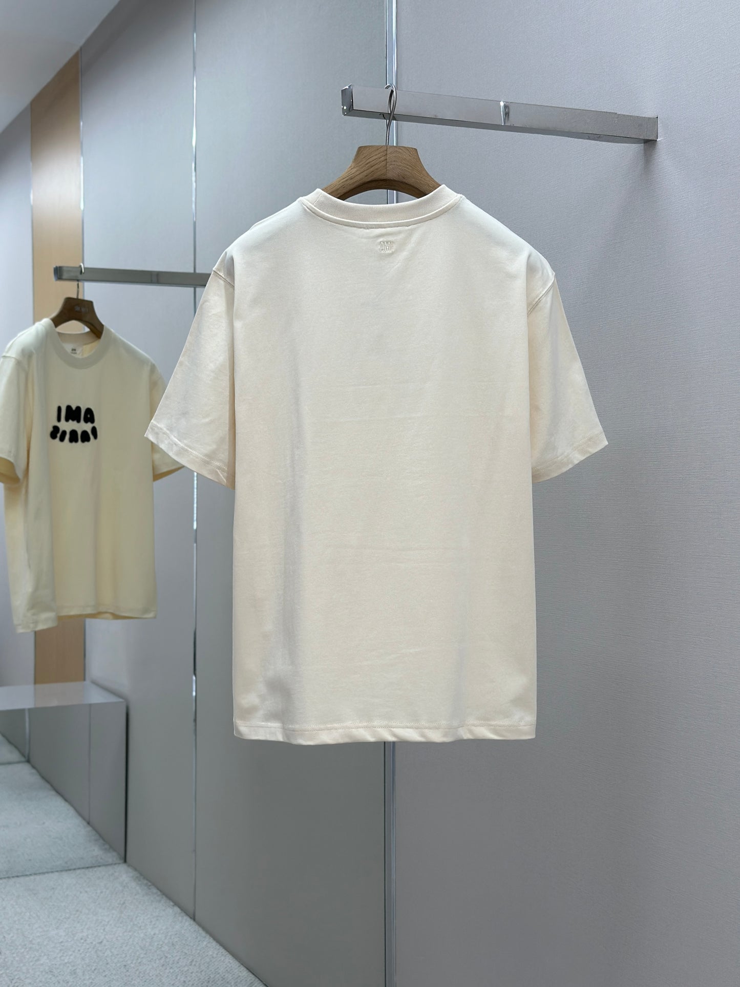 Am1 Paris Beige Cotton Patch T-Shirt