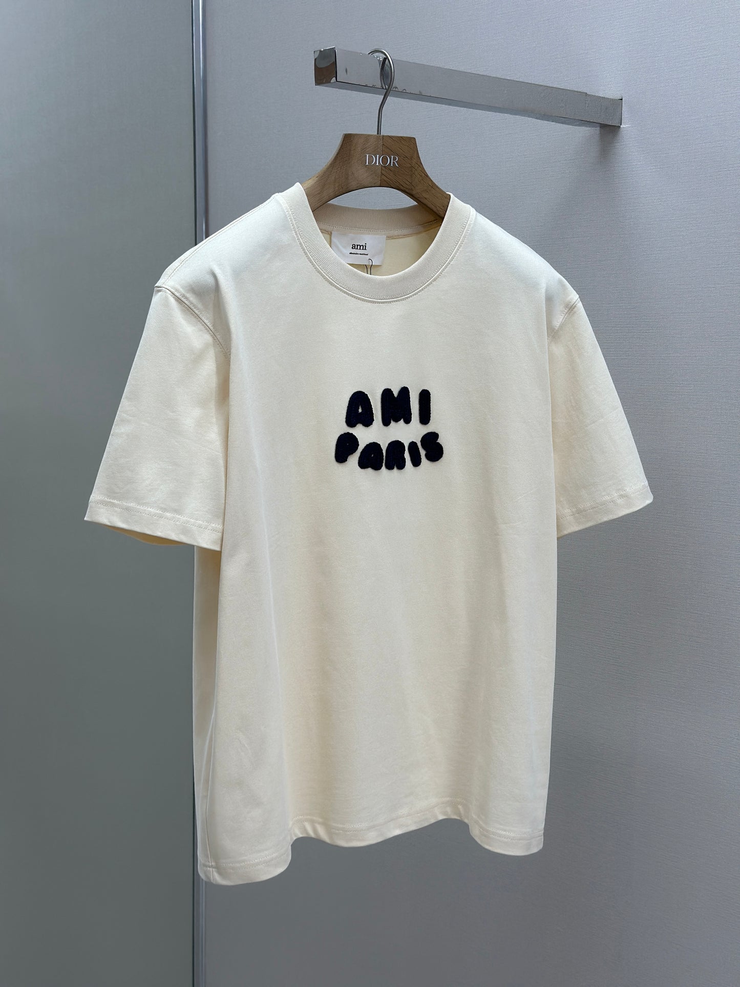 Am1 Paris Beige Cotton Patch T-Shirt