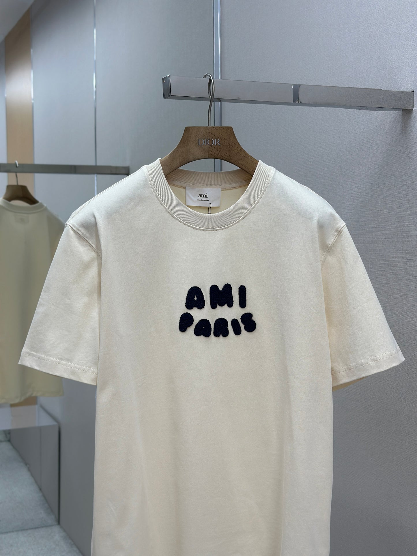 Am1 Paris Beige Cotton Patch T-Shirt