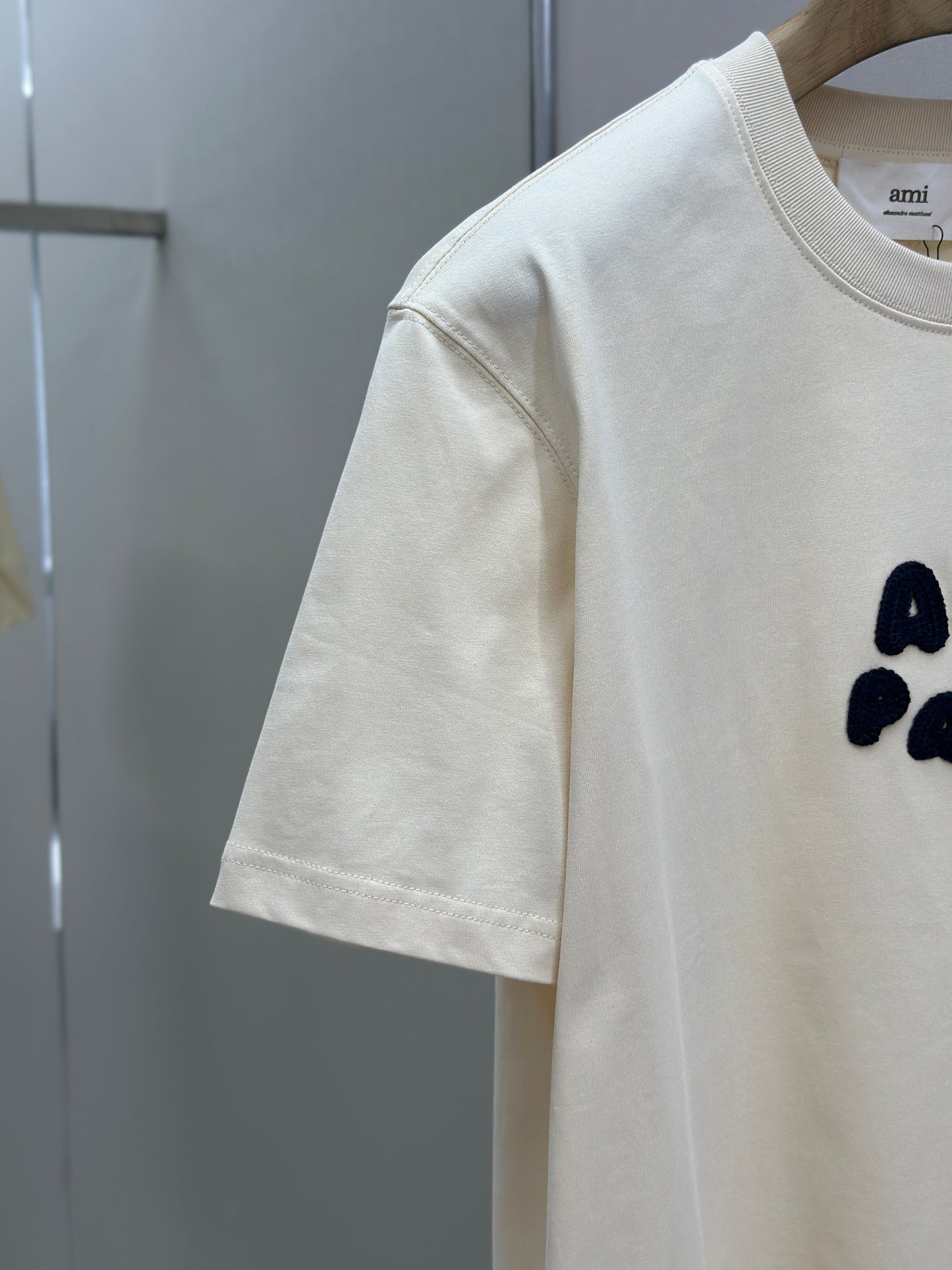 Am1 Paris Beige Cotton Patch T-Shirt