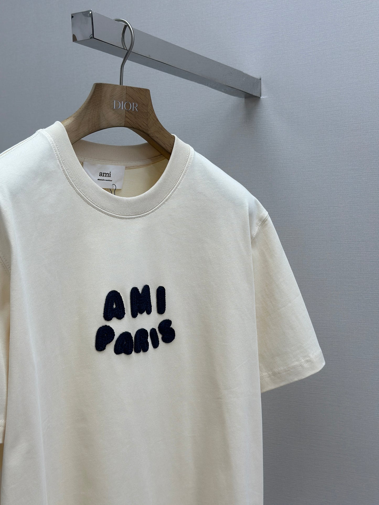 Am1 Paris Beige Cotton Patch T-Shirt