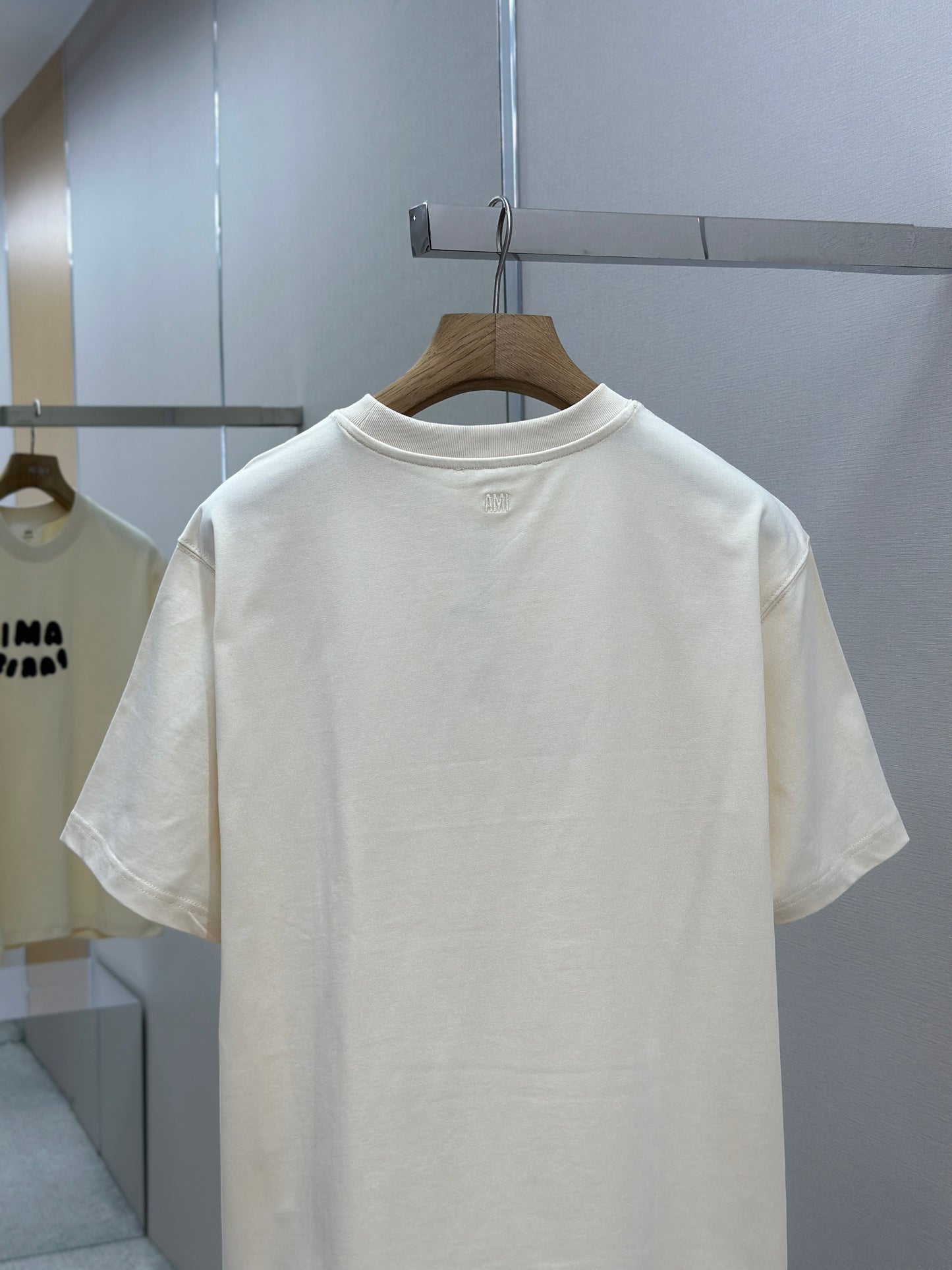 Am1 Paris Beige Cotton Patch T-Shirt