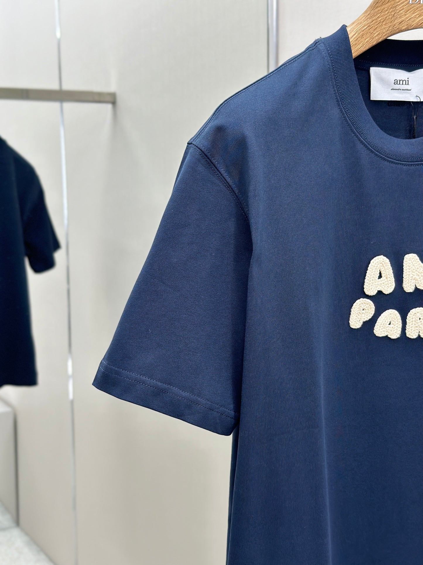 Am1 Paris Beige Cotton Patch T-Shirt