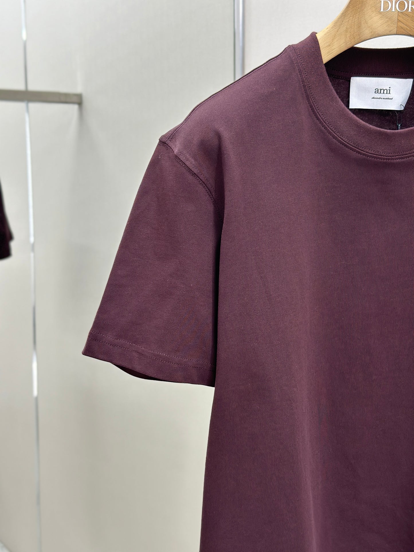 Am1 de Coeur Burgundy Cotton Tonal T-Shirt