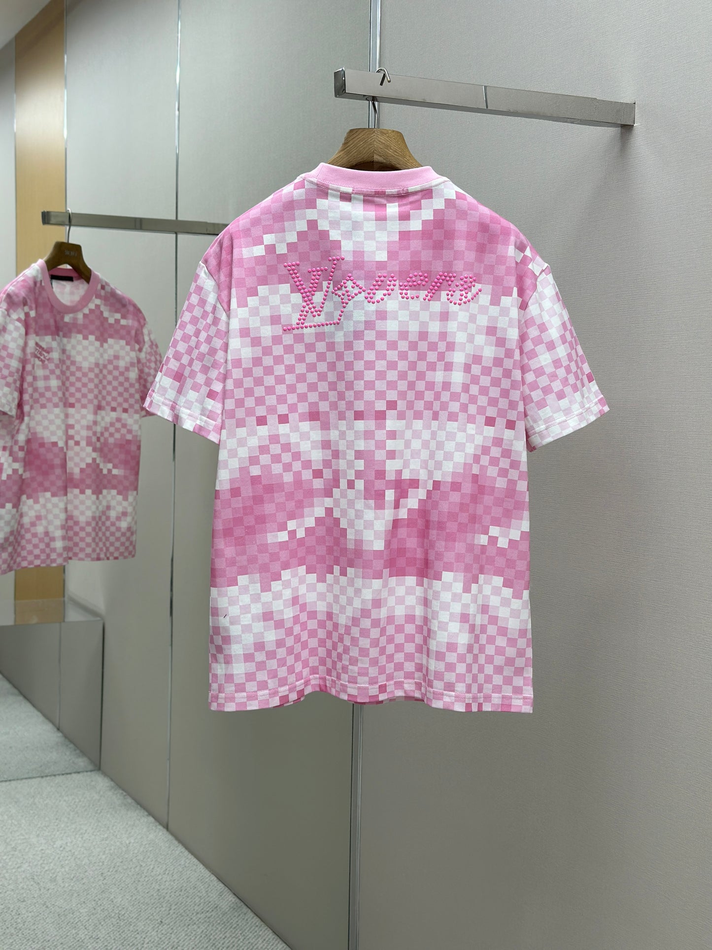LOUI*V Damier Short-Sleeved Cotton T-Shirt