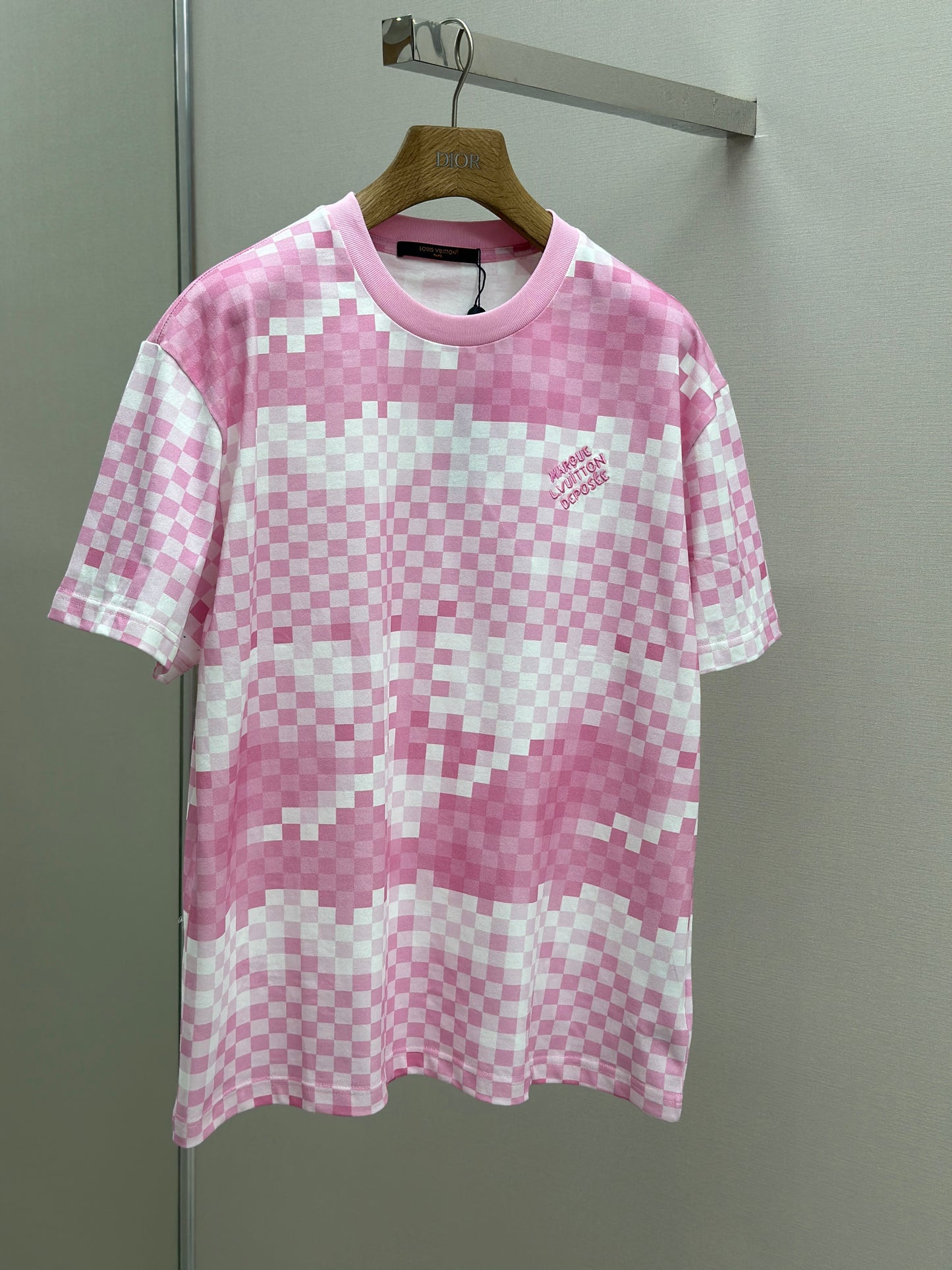 LOUI*V Damier Short-Sleeved Cotton T-Shirt