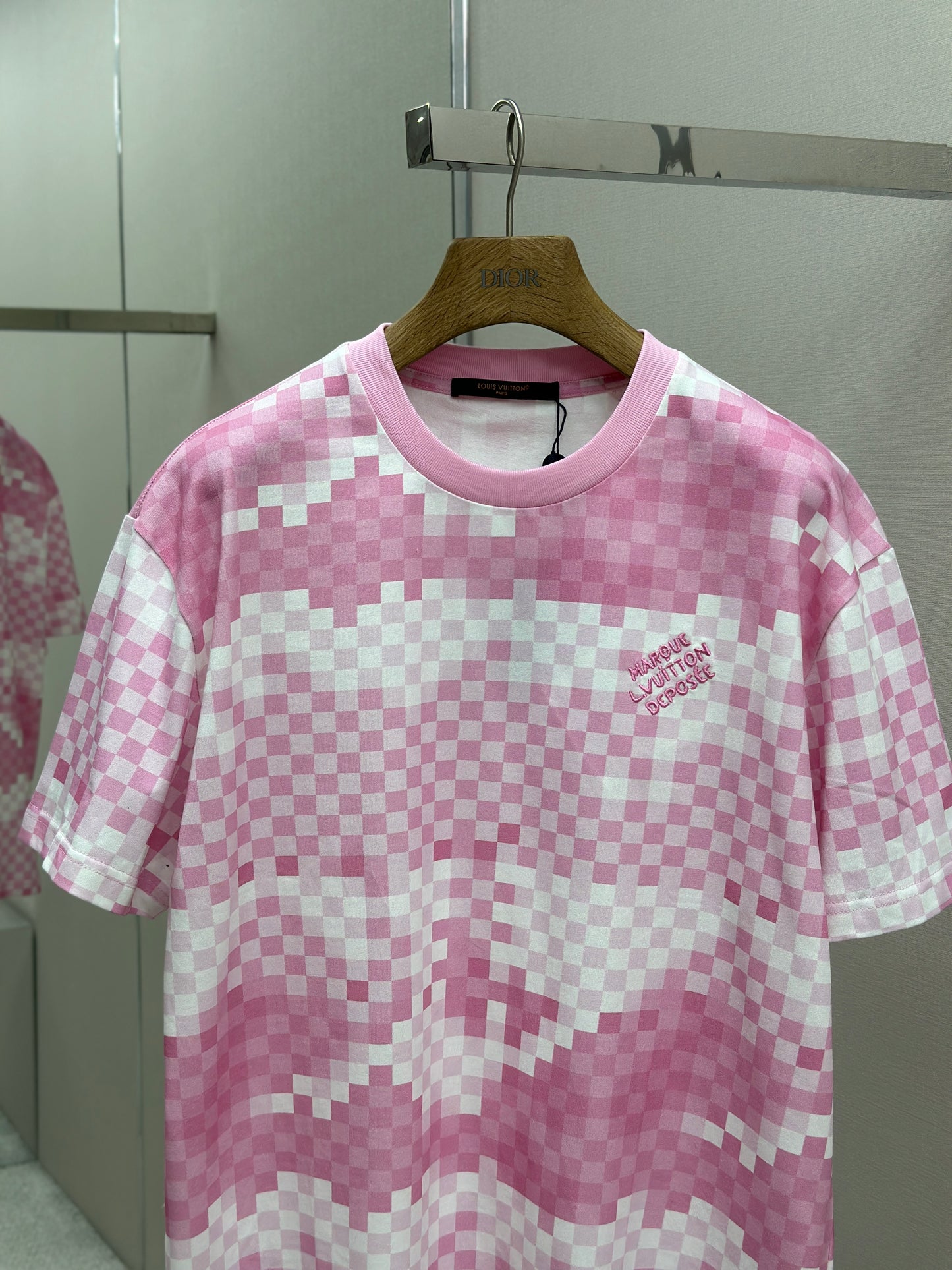 LOUI*V Damier Short-Sleeved Cotton T-Shirt