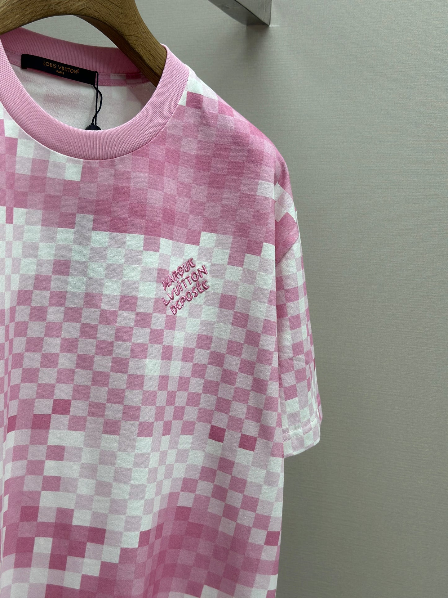 LOUI*V Damier Short-Sleeved Cotton T-Shirt