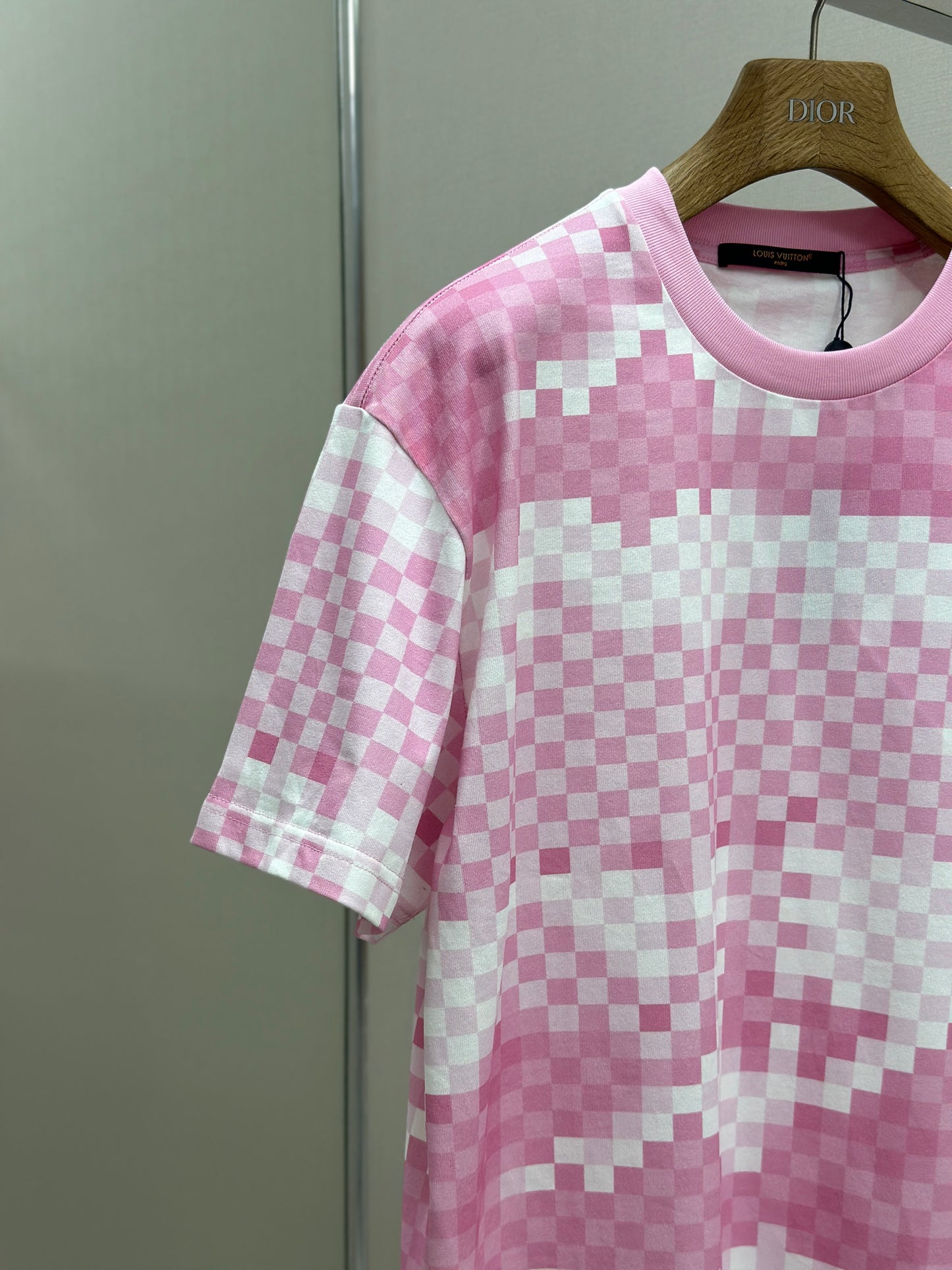 LOUI*V Damier Short-Sleeved Cotton T-Shirt