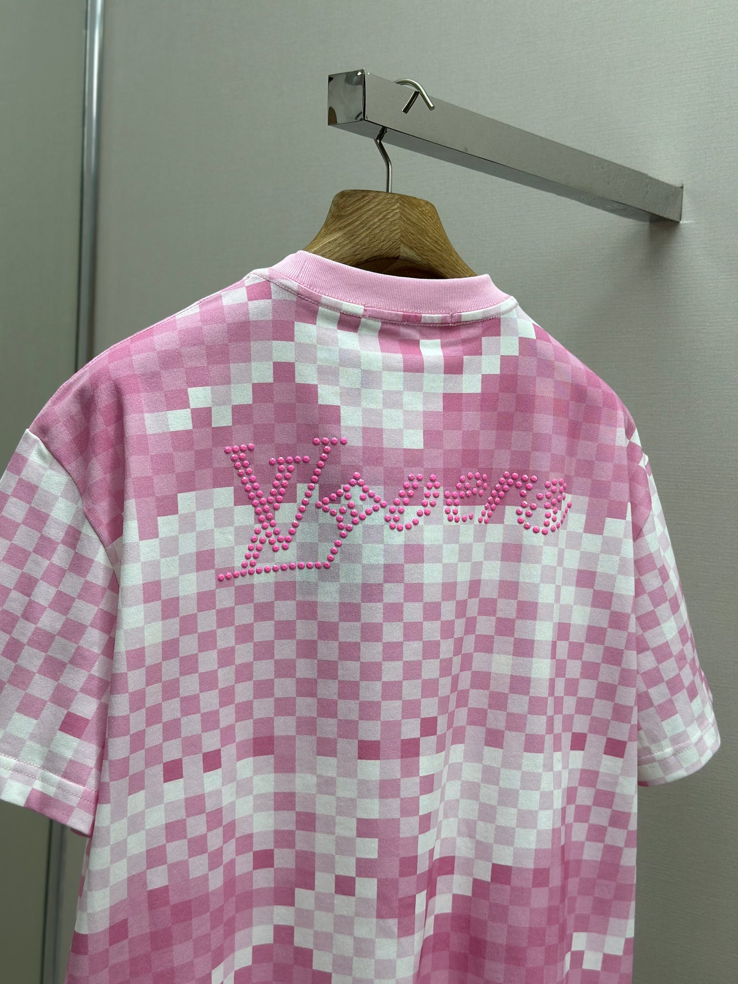 LOUI*V Damier Short-Sleeved Cotton T-Shirt