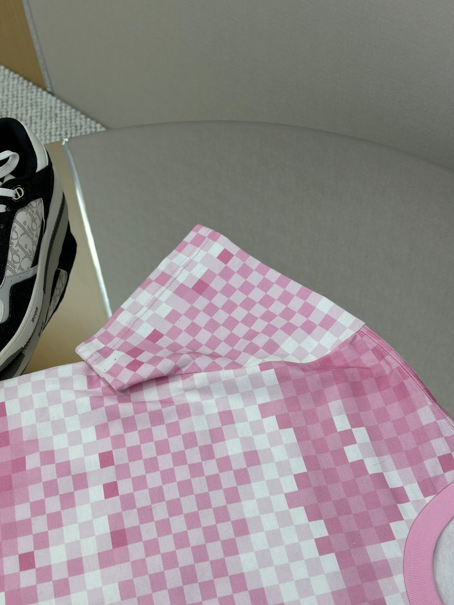 LOUI*V Damier Short-Sleeved Cotton T-Shirt