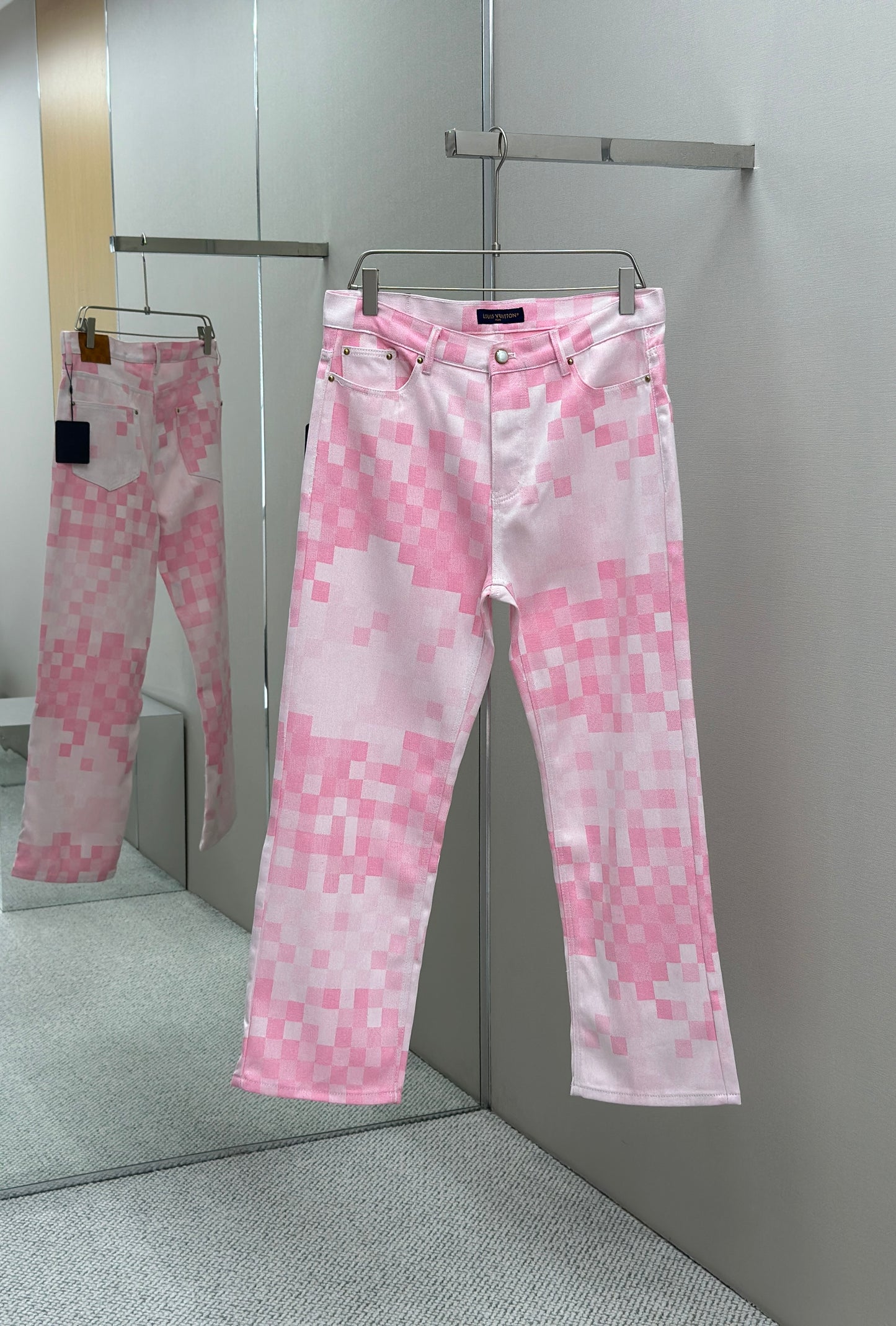 LOUI*V Damier Denim Wide-Leg Pants