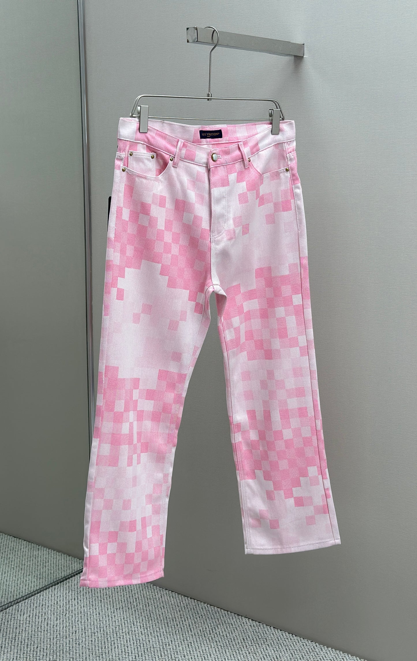 LOUI*V Damier Denim Wide-Leg Pants