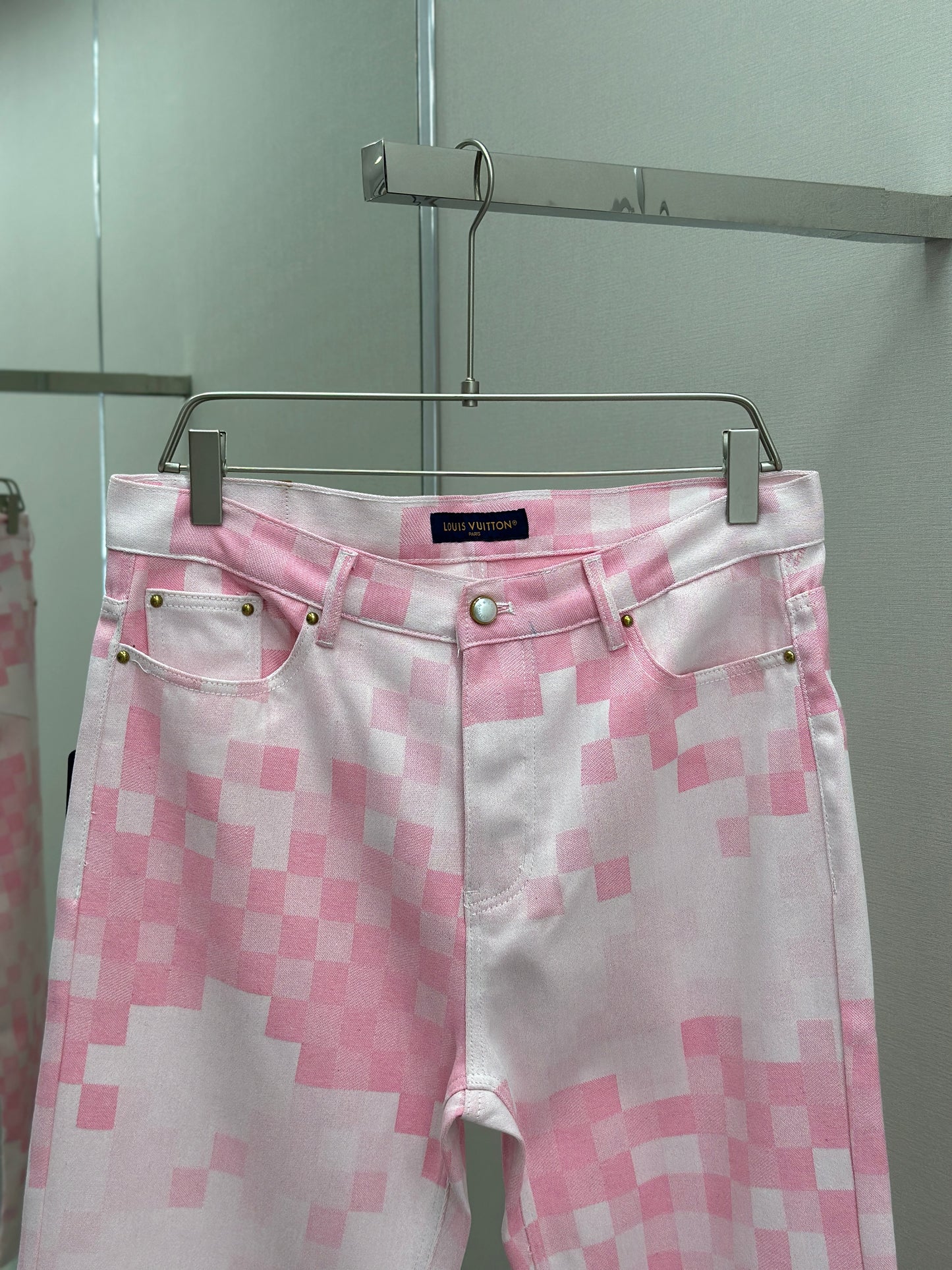 LOUI*V Damier Denim Wide-Leg Pants