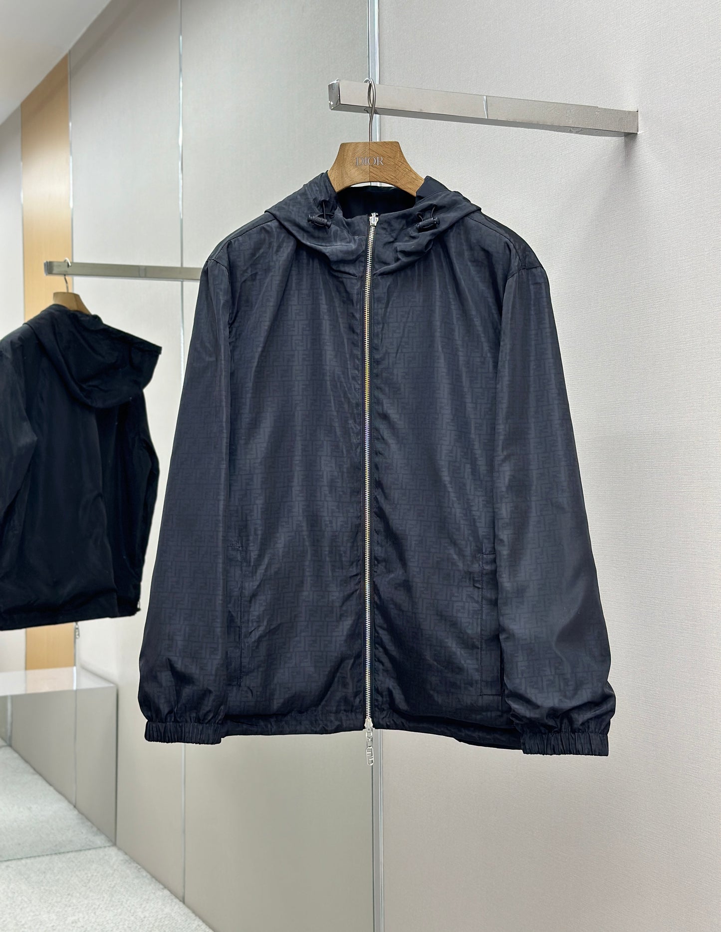 FEND1 Black Windbreaker Jacket