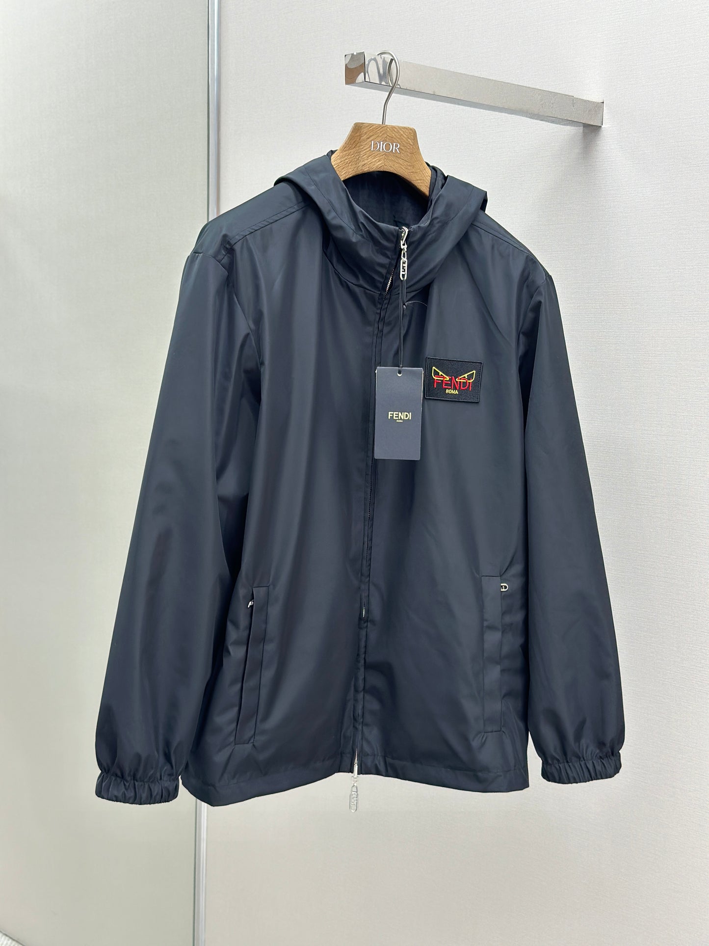 FEND1 Black Windbreaker Jacket