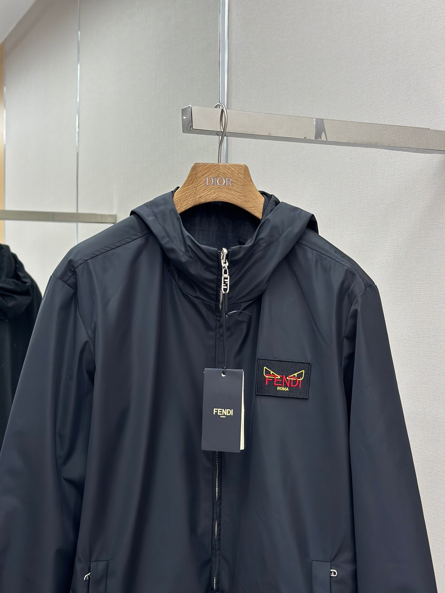 FEND1 Black Windbreaker Jacket