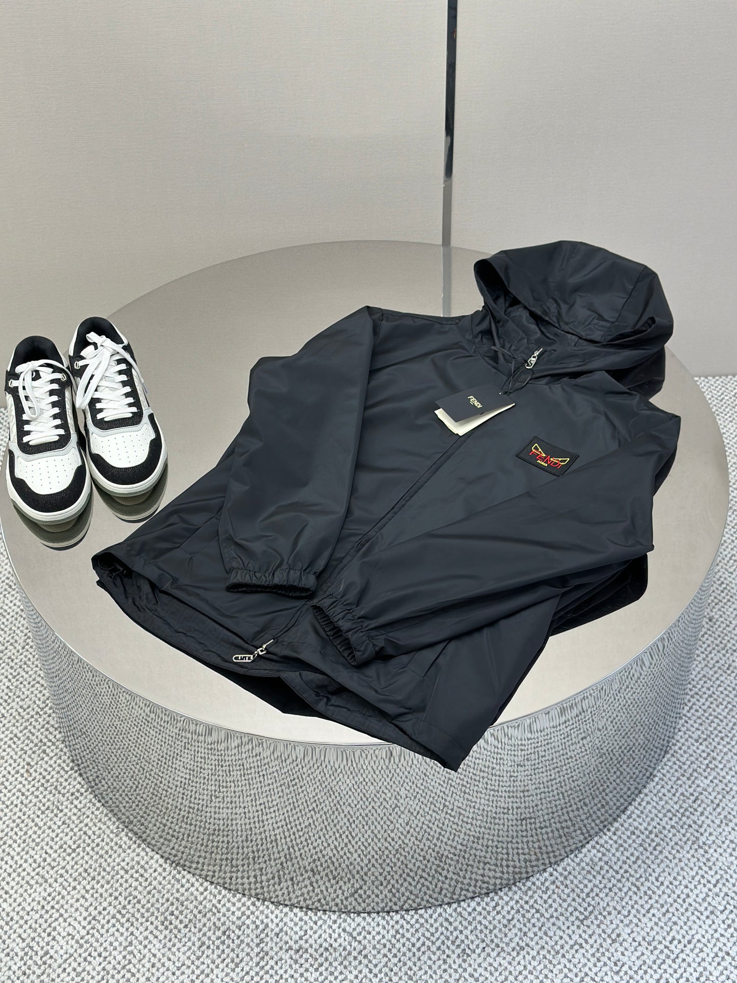 FEND1 Black Windbreaker Jacket