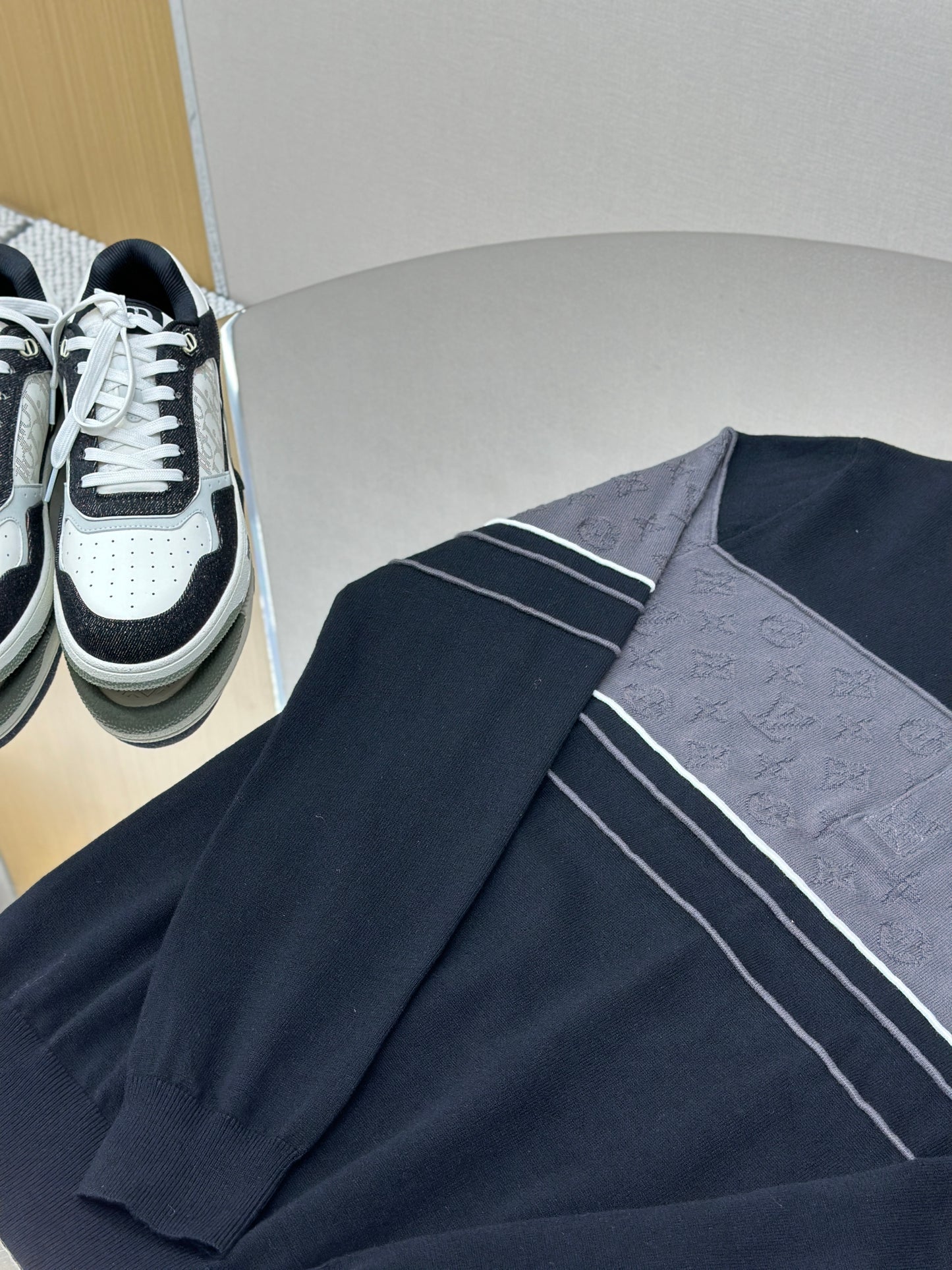 LOUI*V Monogram Debossed Suede Tracksuit Jacket